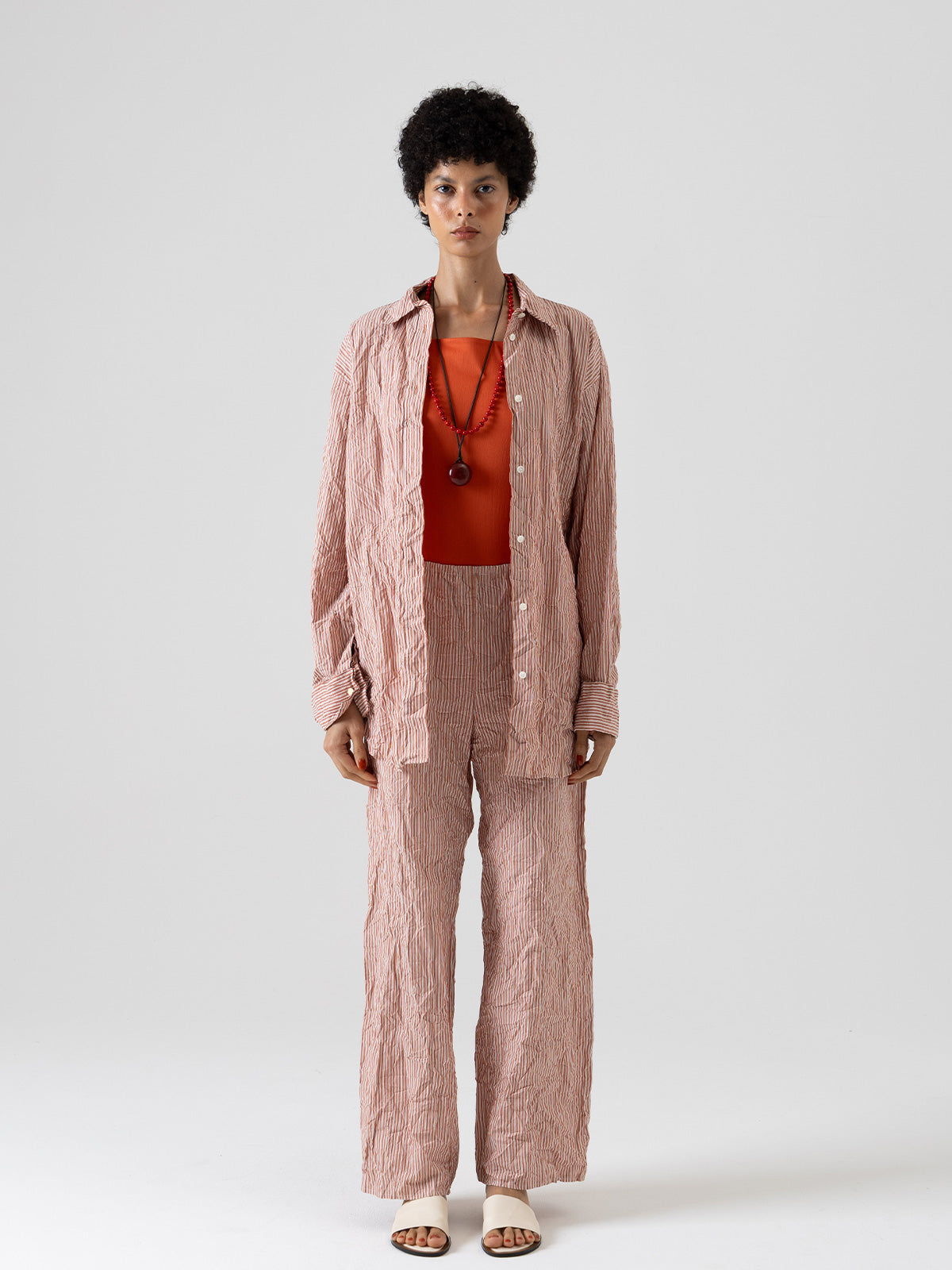 ORIGAMI PLEATS STRIPE SHIRT