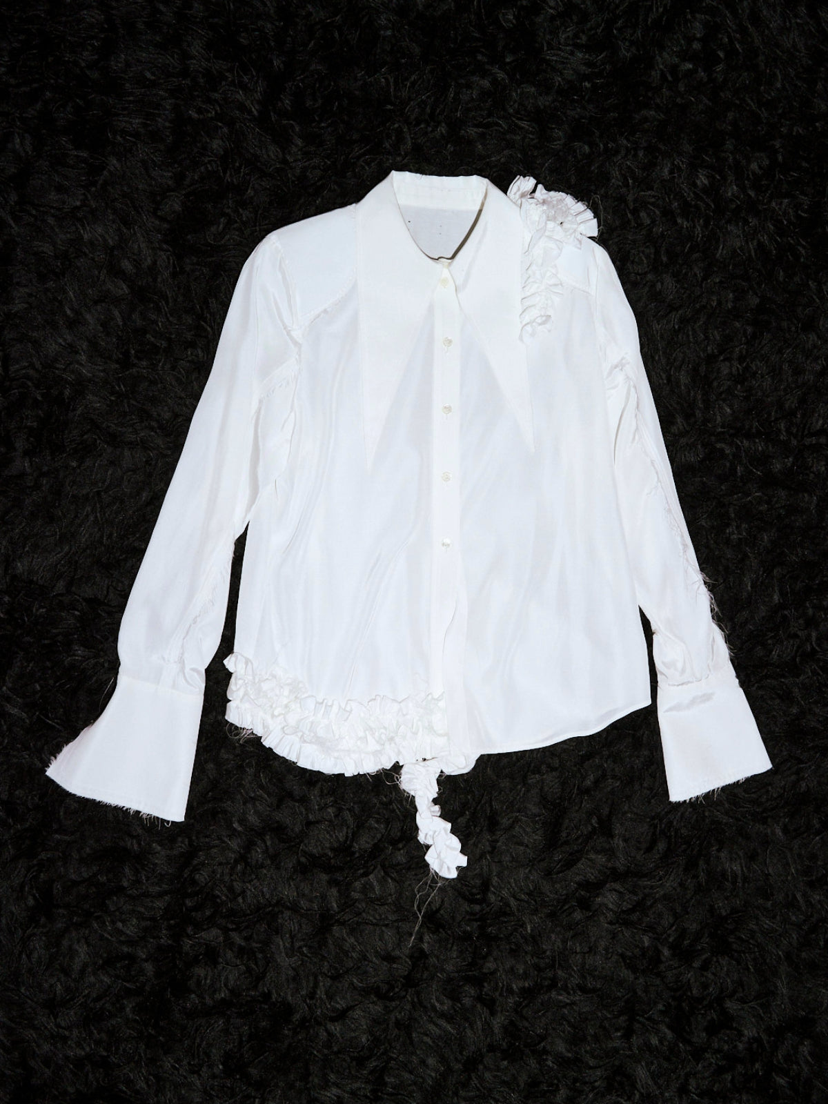 LUSTER SATIN FRILL SHIRT