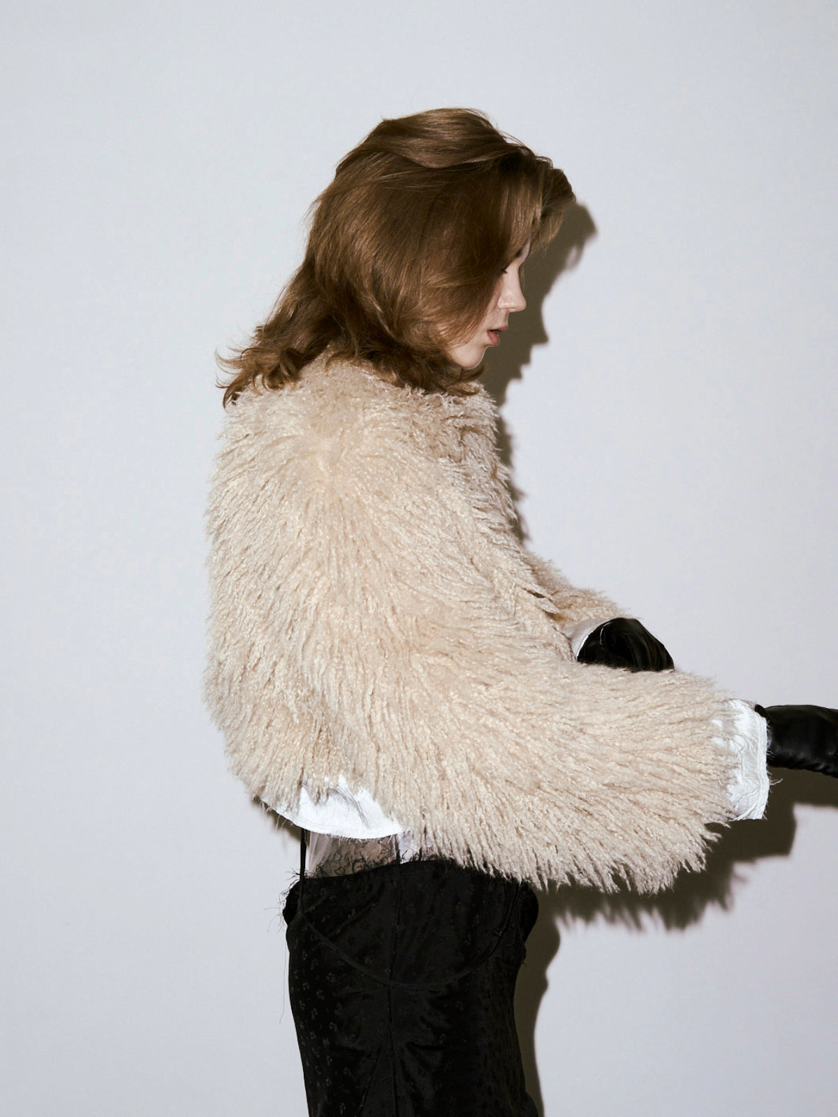 Vague fur short jacket