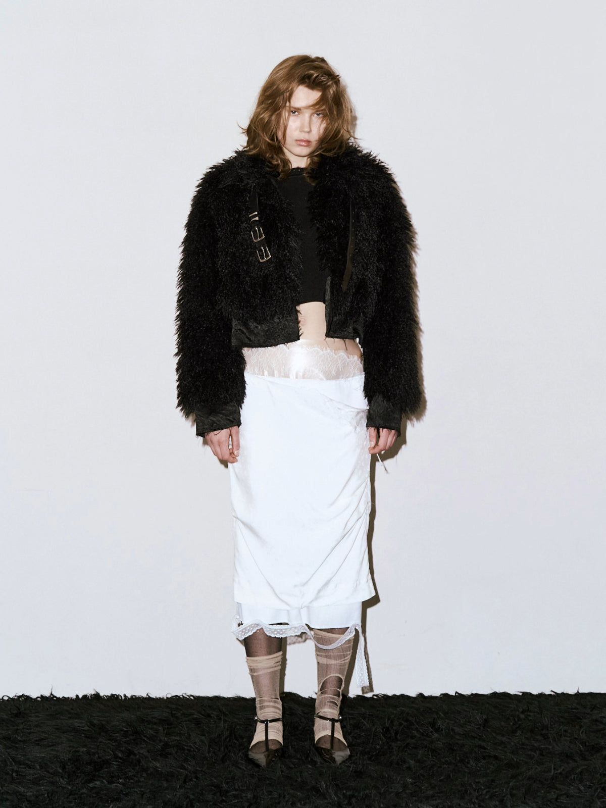 Vague fur short jacket