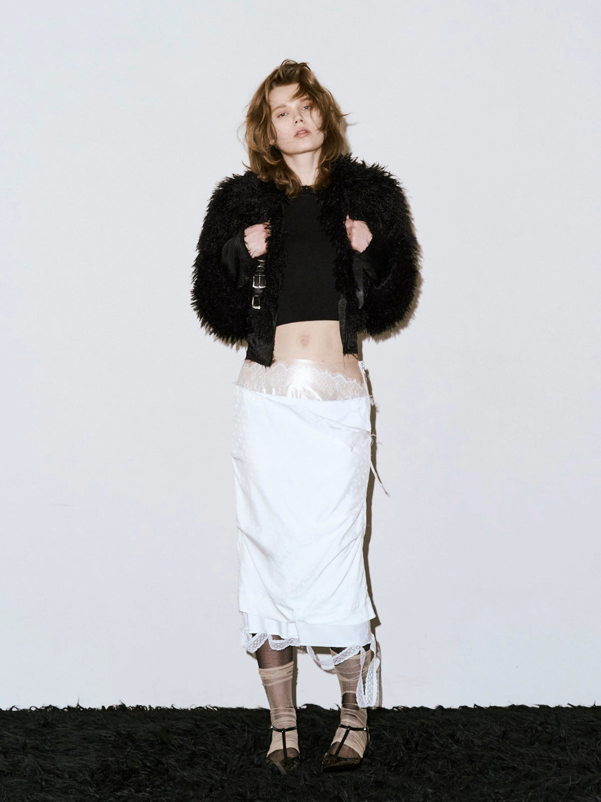 Vague fur short jacket