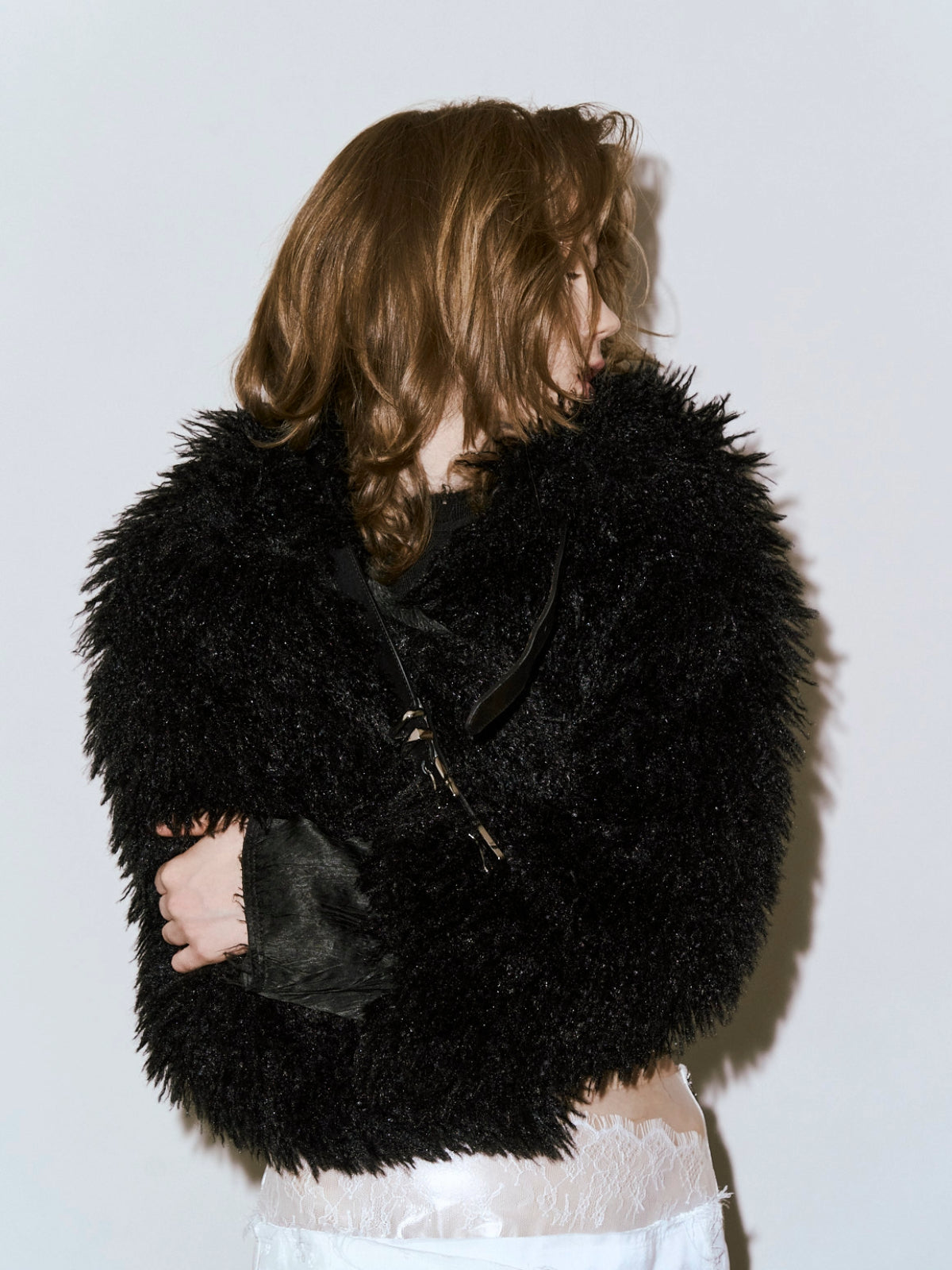 Vague fur short jacket