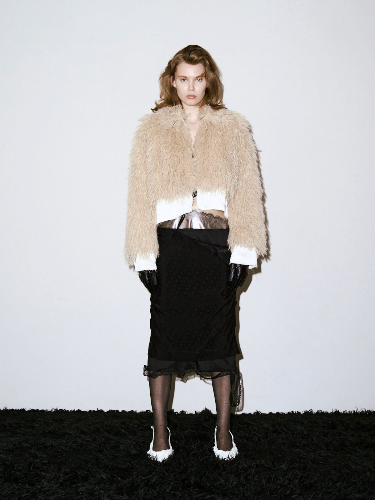 Vague fur short jacket