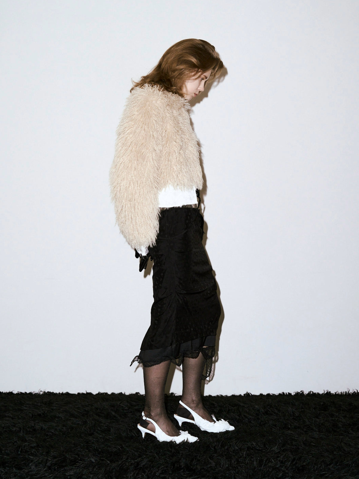 Vague fur short jacket