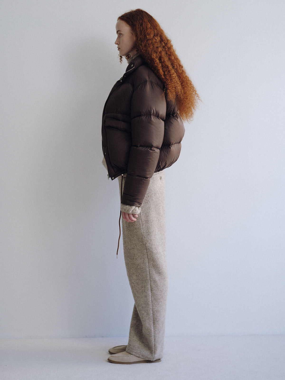 WOOL FLEECE CURVE PANTS