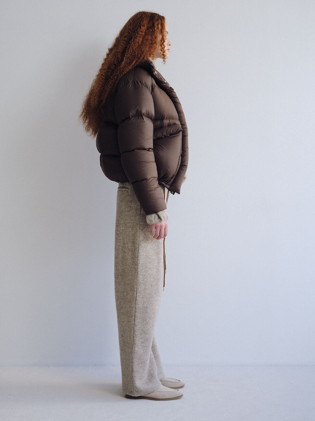 WOOL FLEECE CURVE PANTS