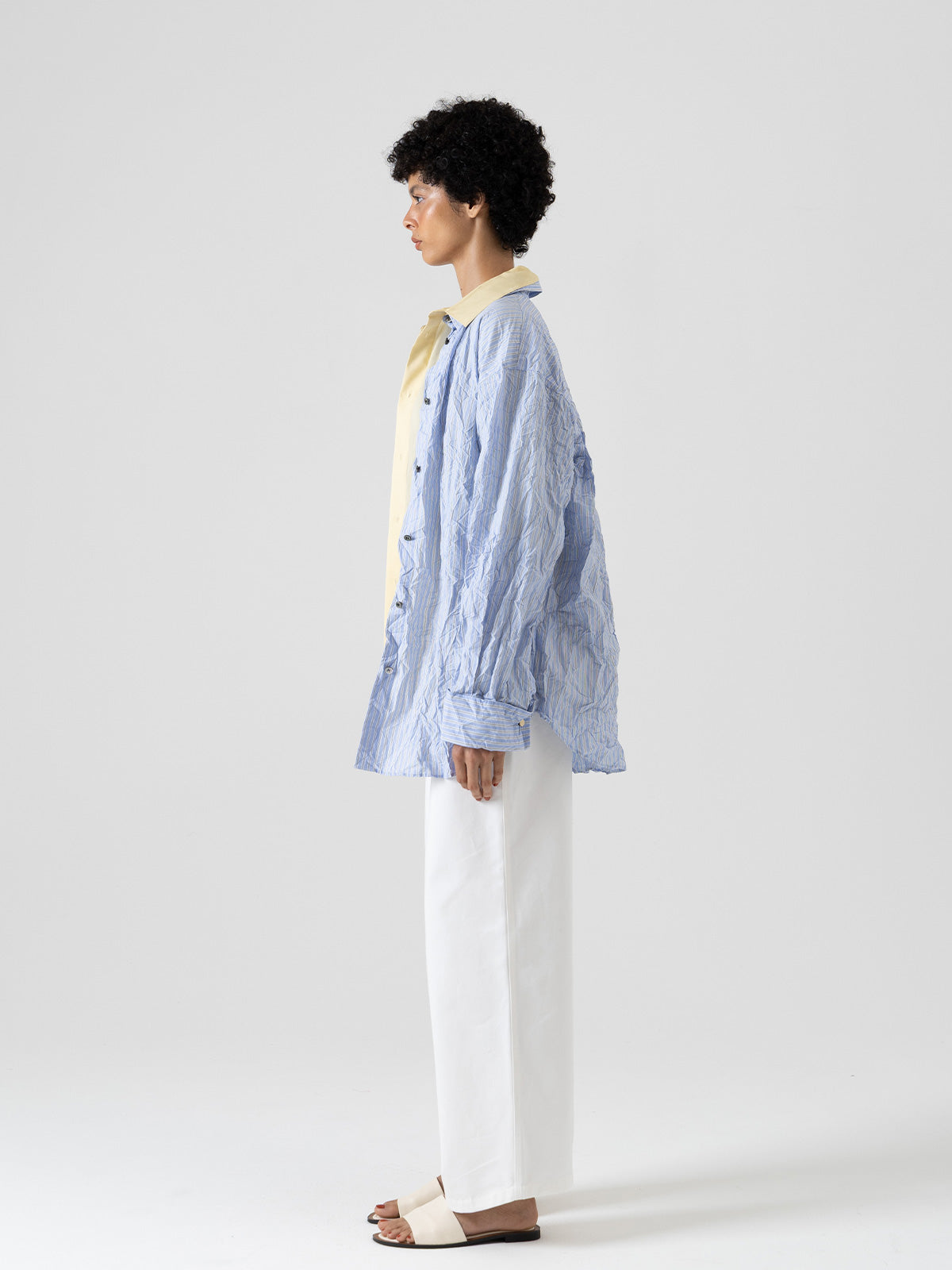 ORIGAMI PLEATS STRIPE SHIRT