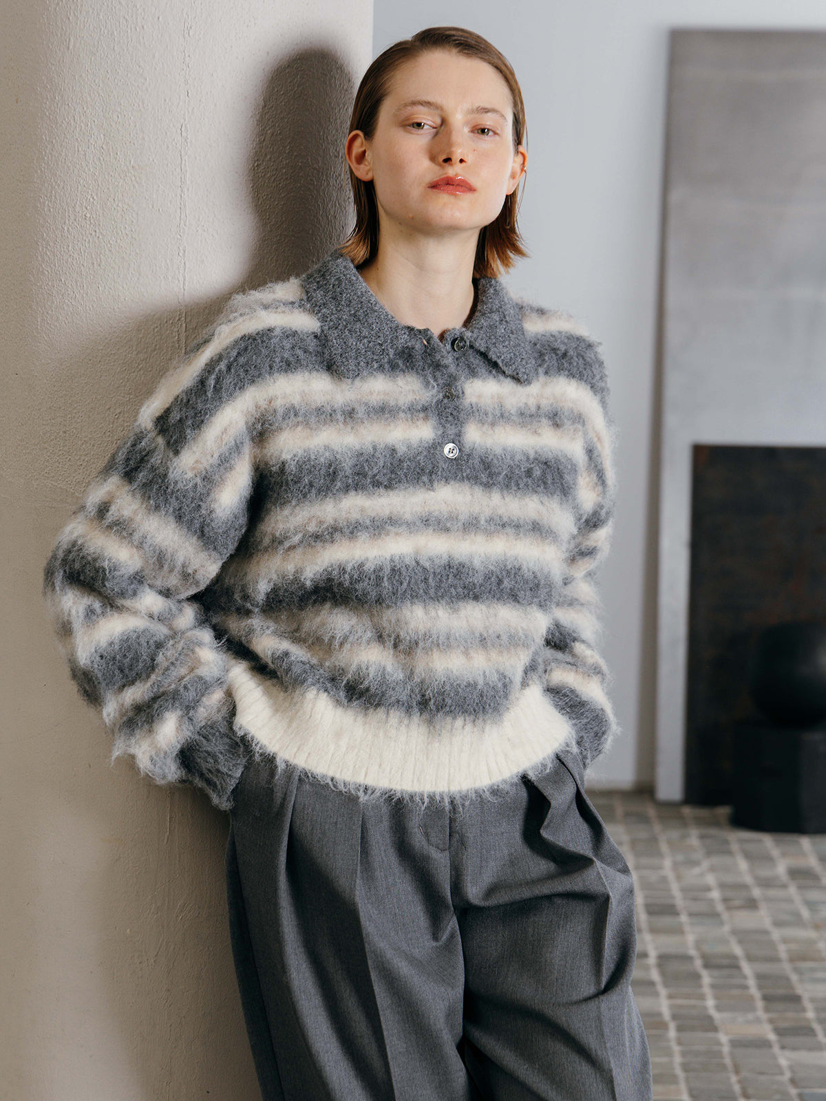 MOHAIR BORDER KNIT