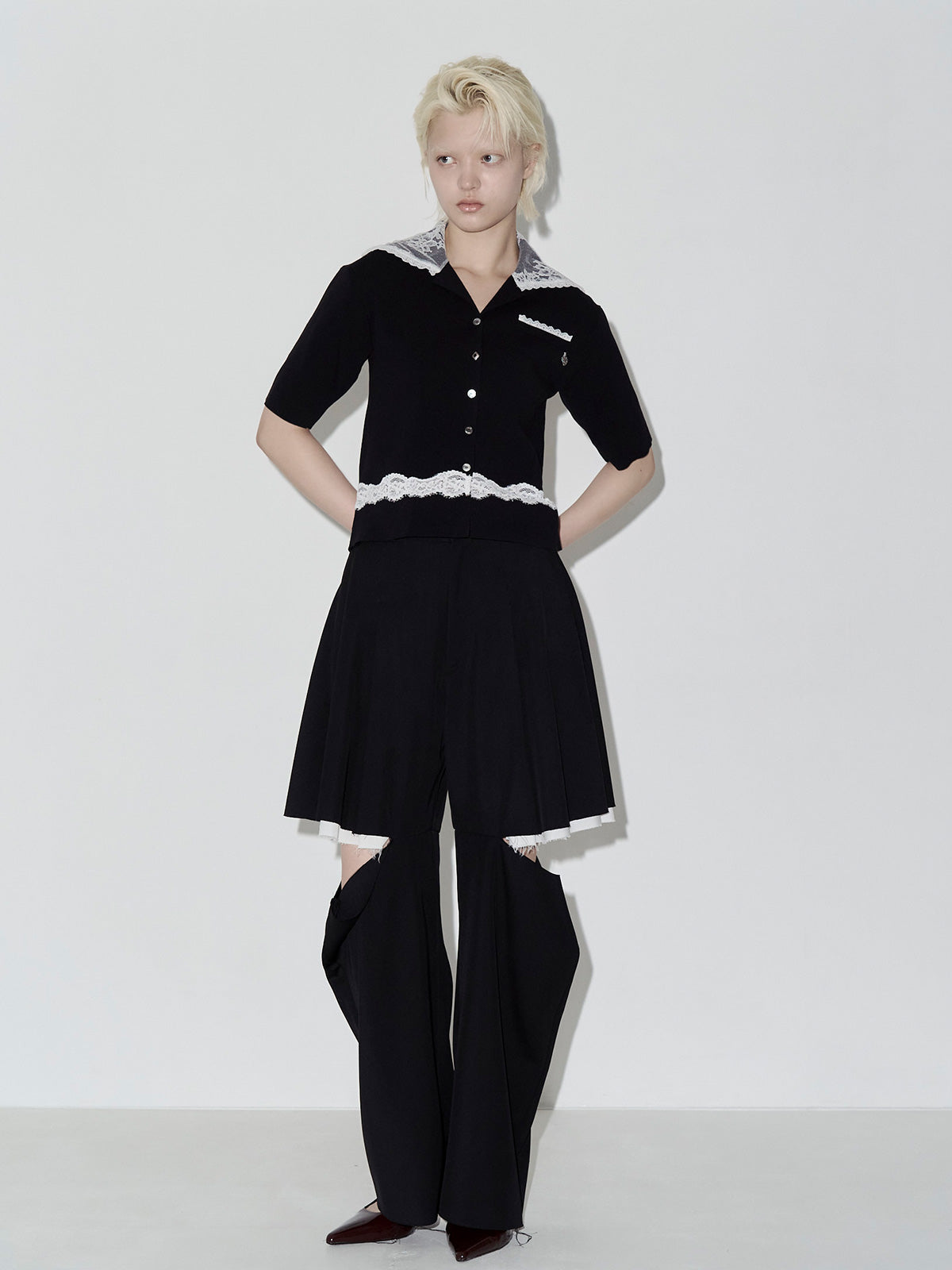 SAILOR COLLAR LACE KNIT