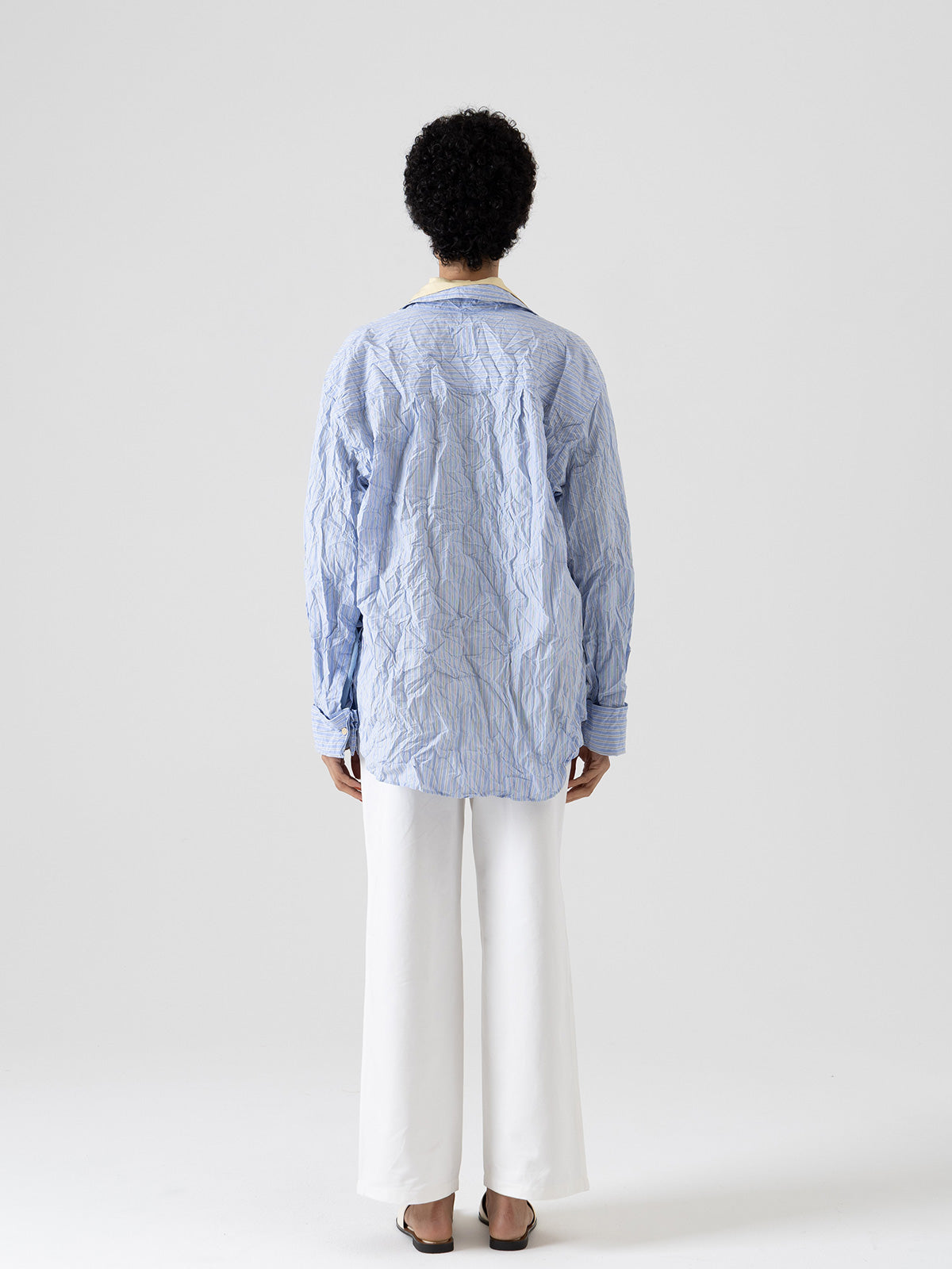 ORIGAMI PLEATS STRIPE SHIRT