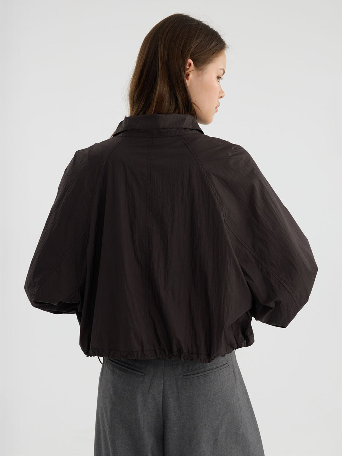 【Studio Doe】Stand Collar Drawstring Hem Lightweight Jacket