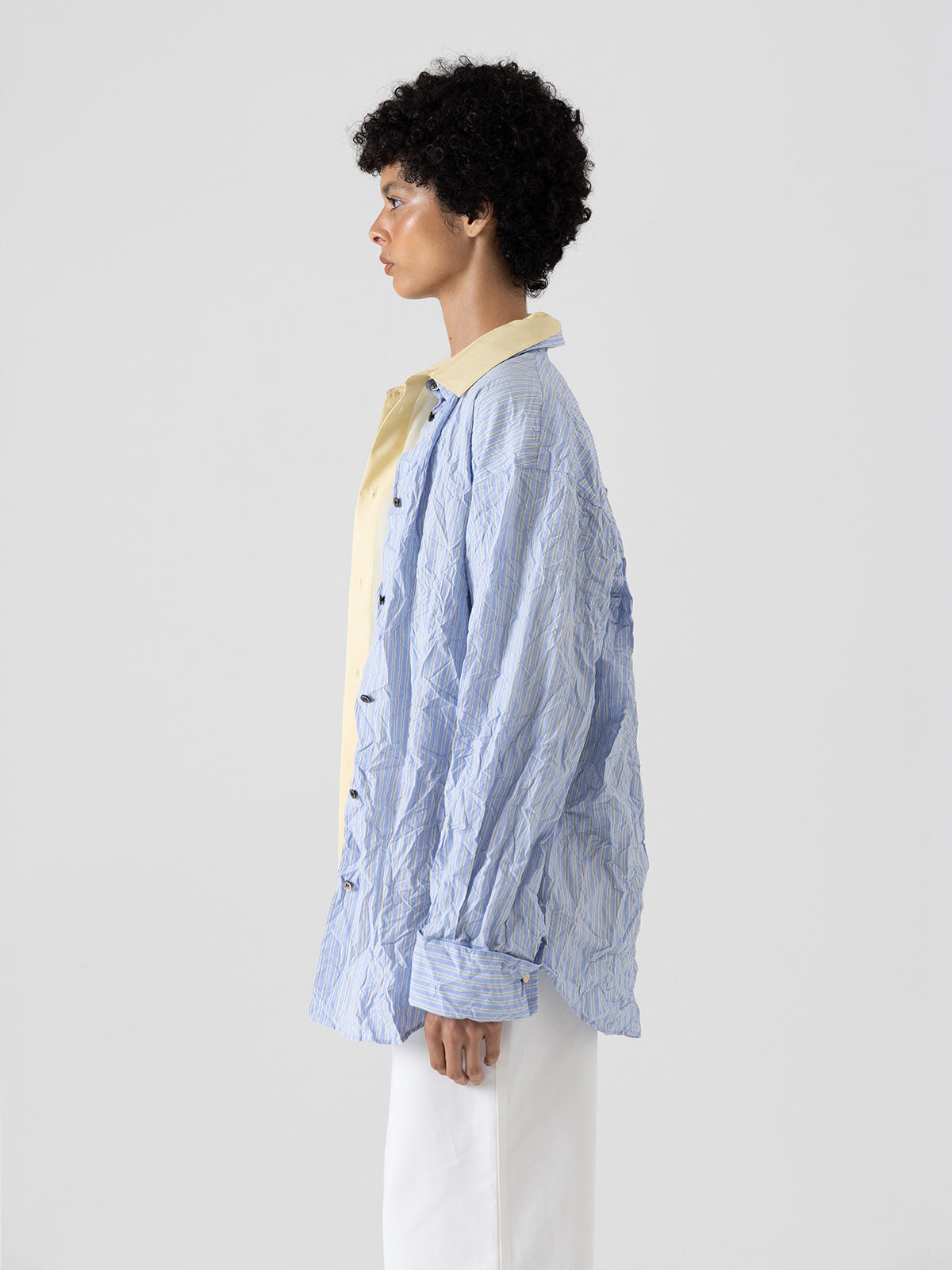 ORIGAMI PLEATS STRIPE SHIRT