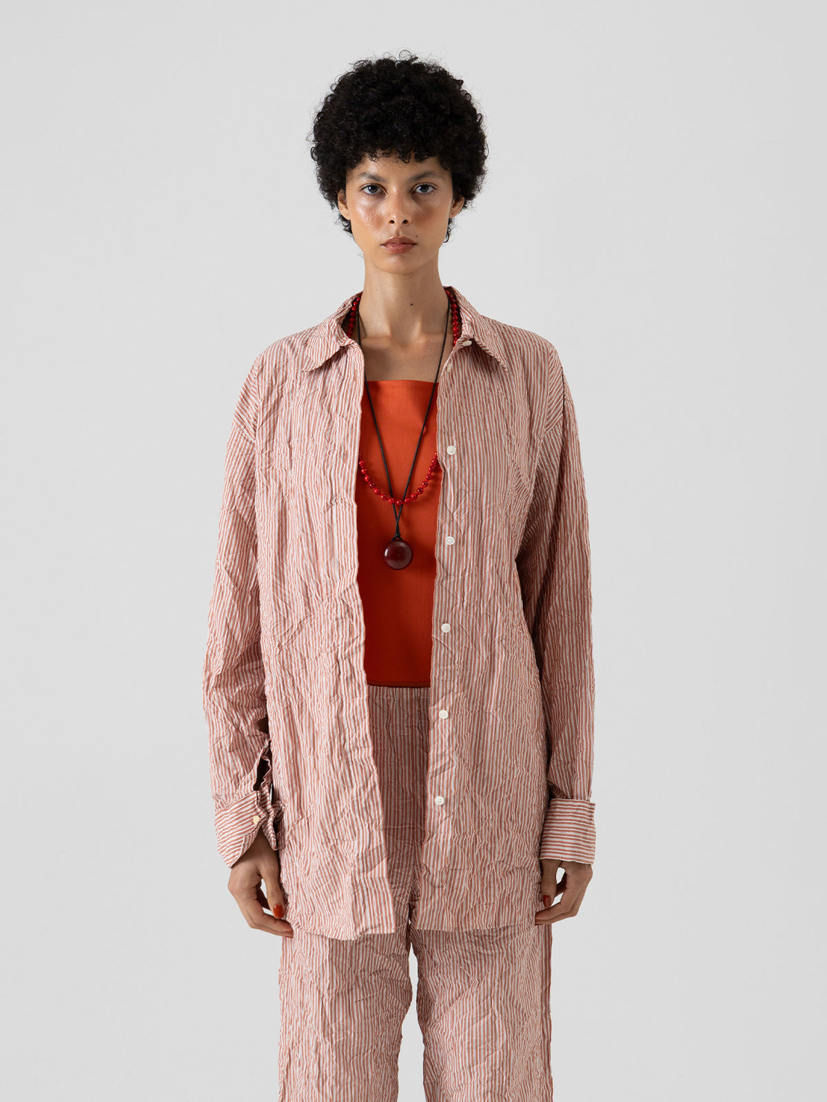 ORIGAMI PLEATS STRIPE SHIRT