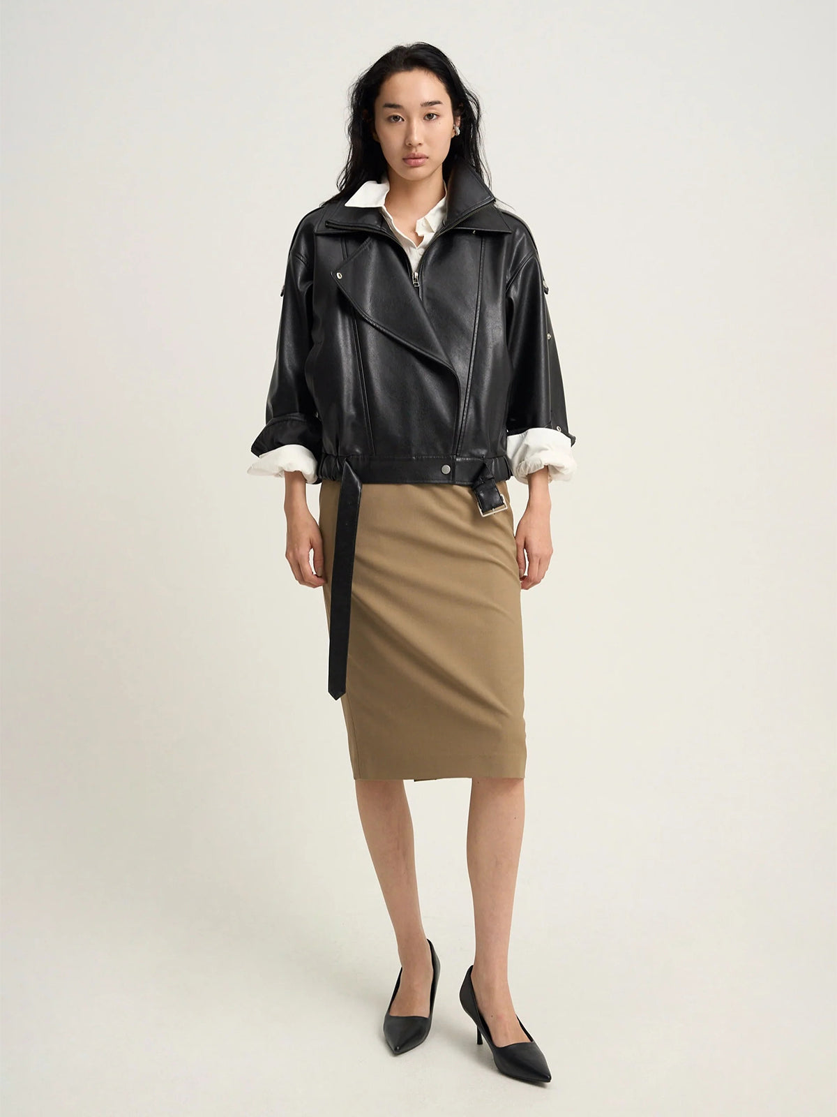 【Venica】Carven | Stand collar leather blouson