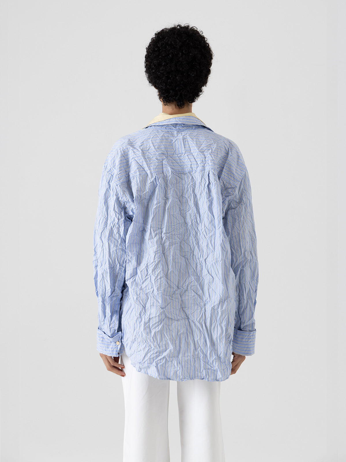 ORIGAMI PLEATS STRIPE SHIRT