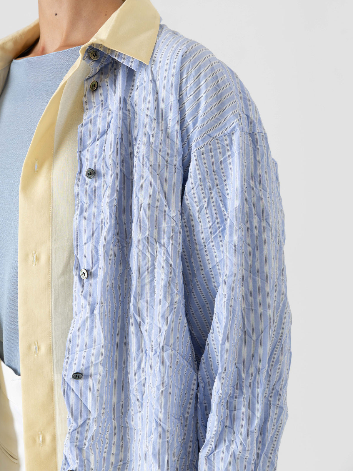 ORIGAMI PLEATS STRIPE SHIRT