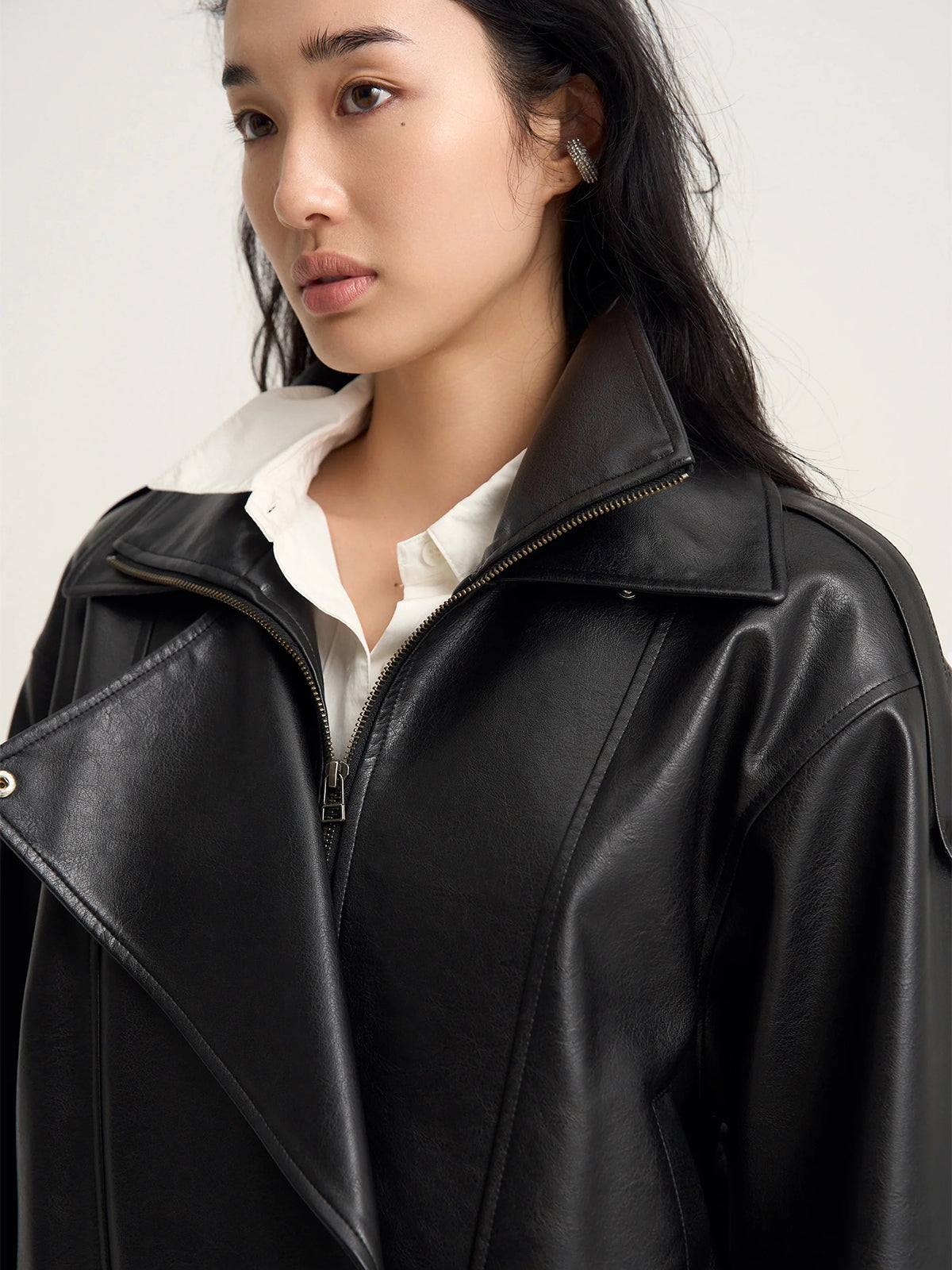 【Venica】Carven | Stand collar leather blouson