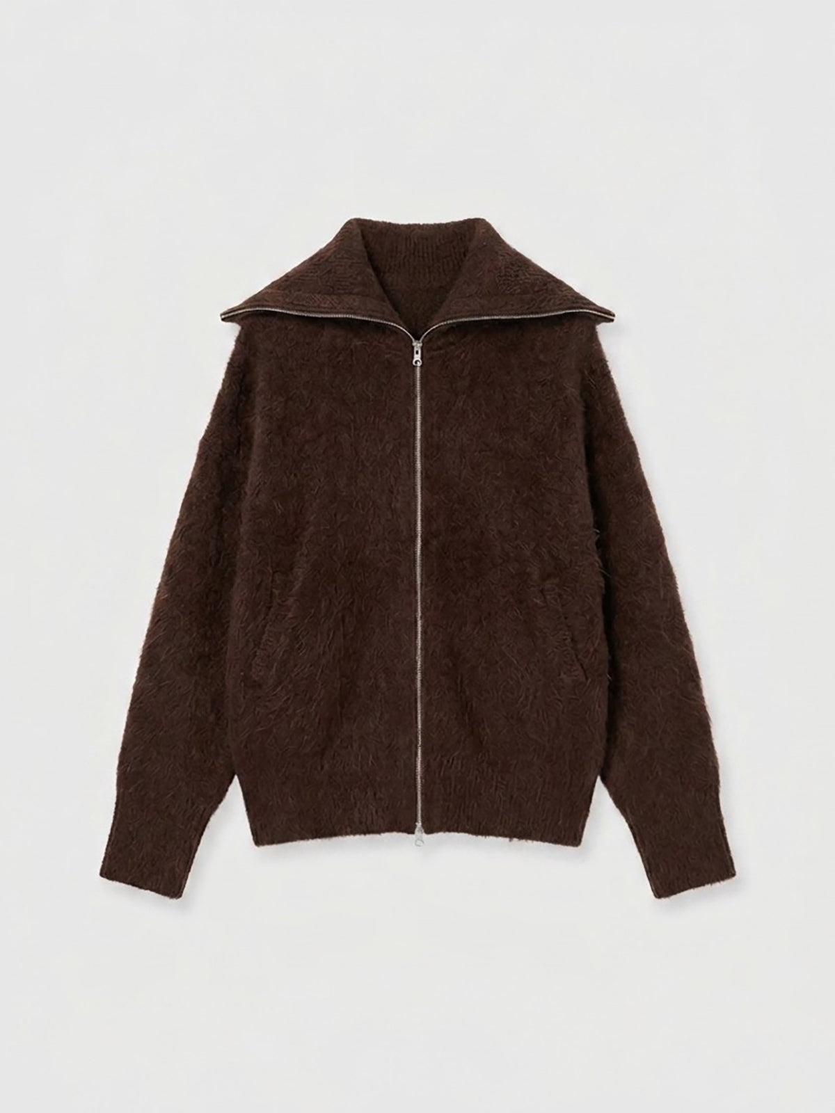 SOFT BRUSHED OVERSIZE ZIP CARDIGAN