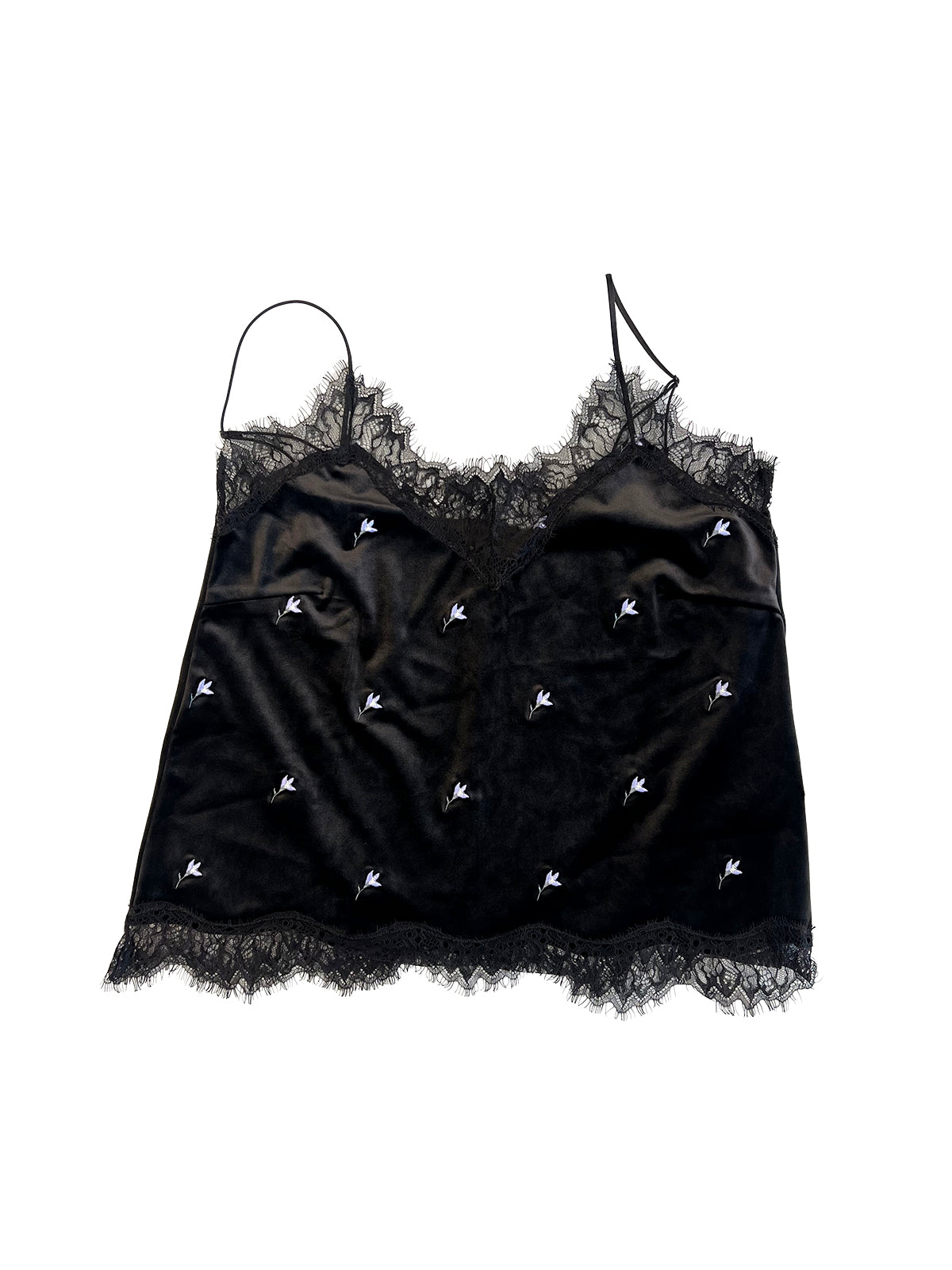 FLOWER EMBROIDERY VELOR CAMISOLE