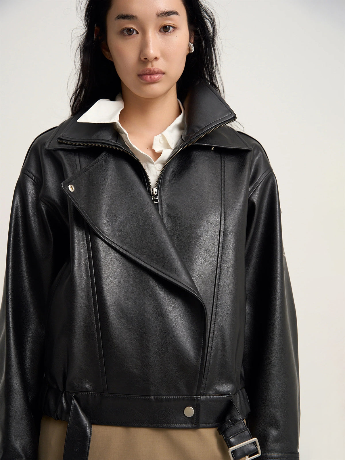 【Venica】Carven | Stand collar leather blouson