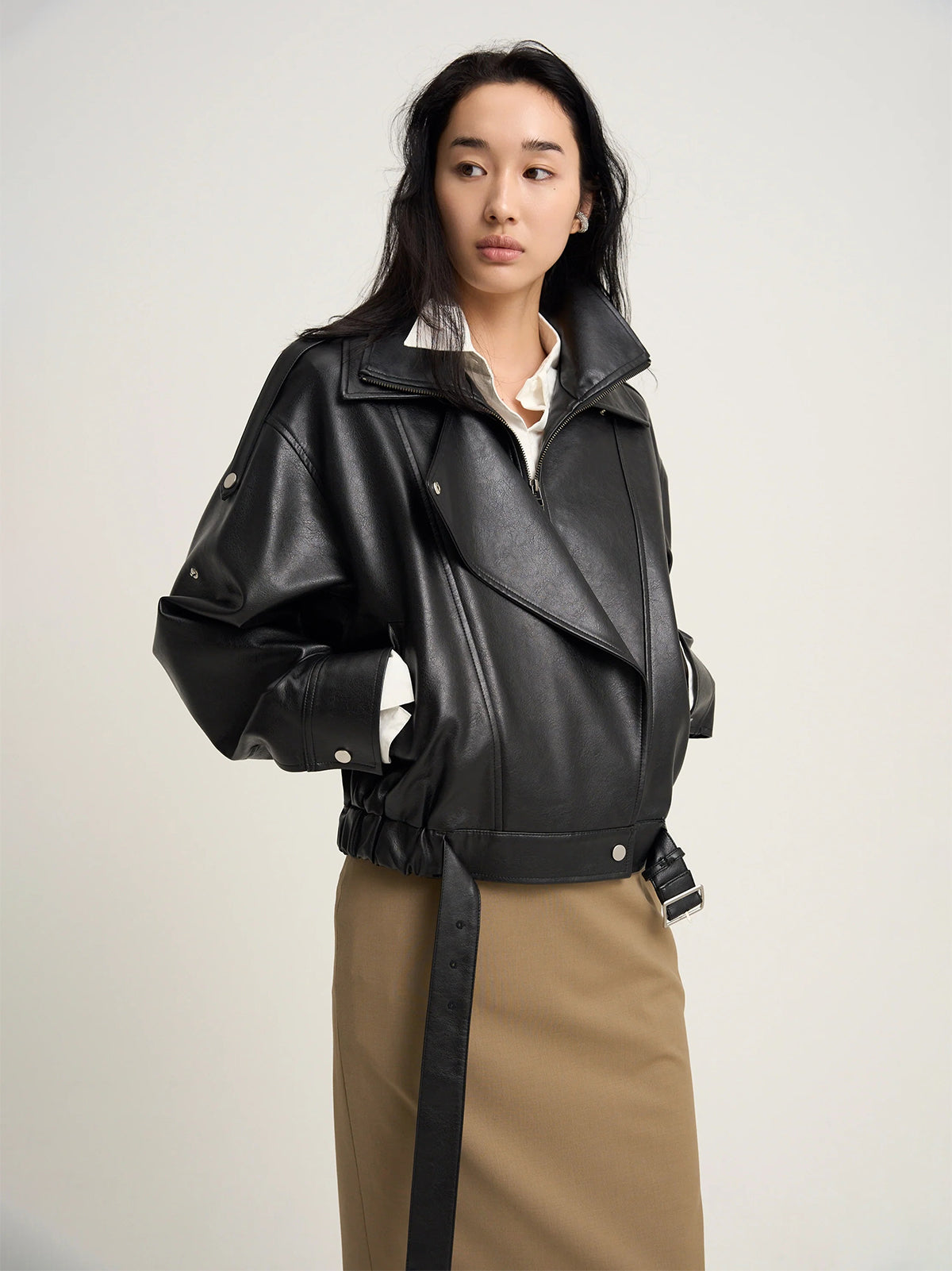 【Venica】Carven | Stand collar leather blouson