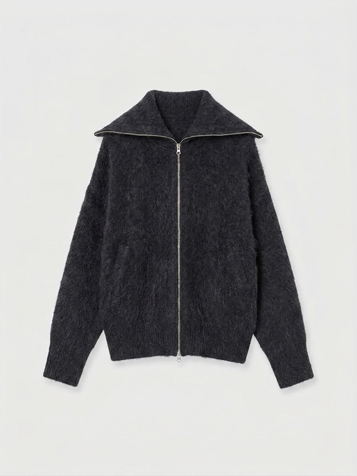 SOFT BRUSHED OVERSIZE ZIP CARDIGAN
