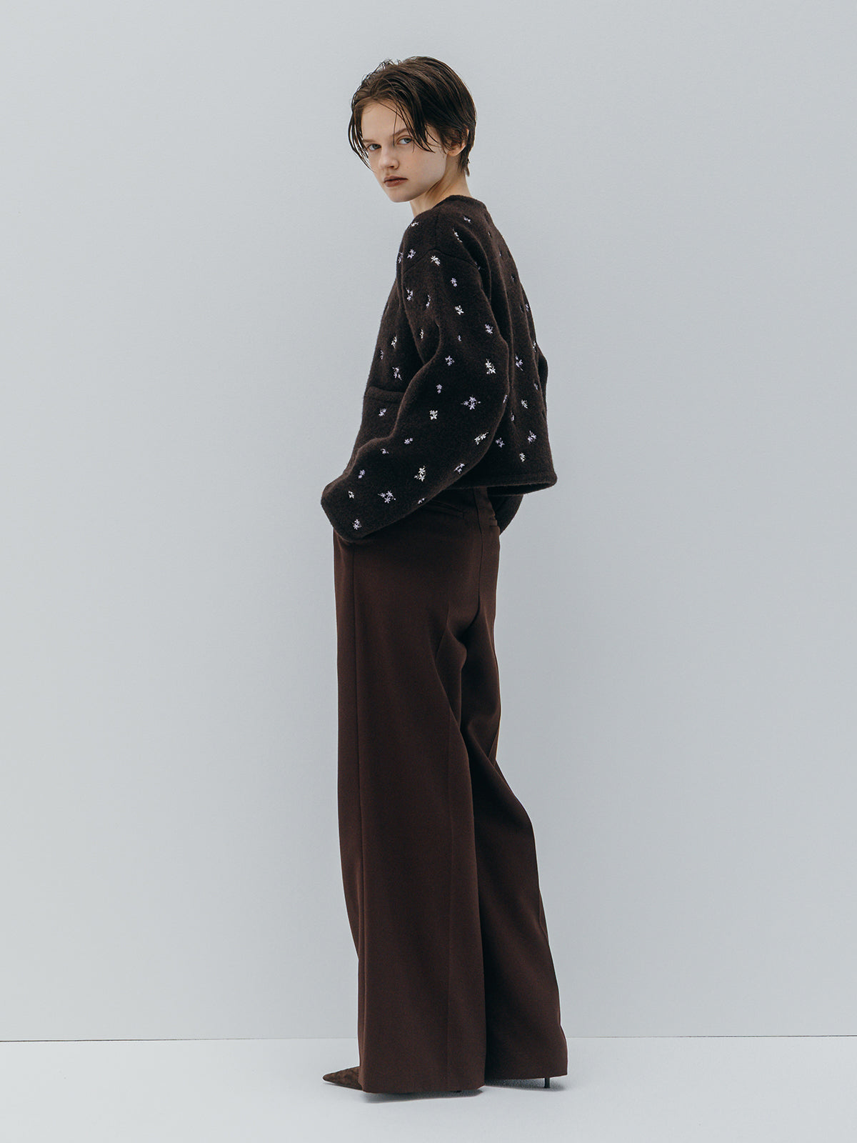 FLOWER EMBROIDERY KNIT JACKET