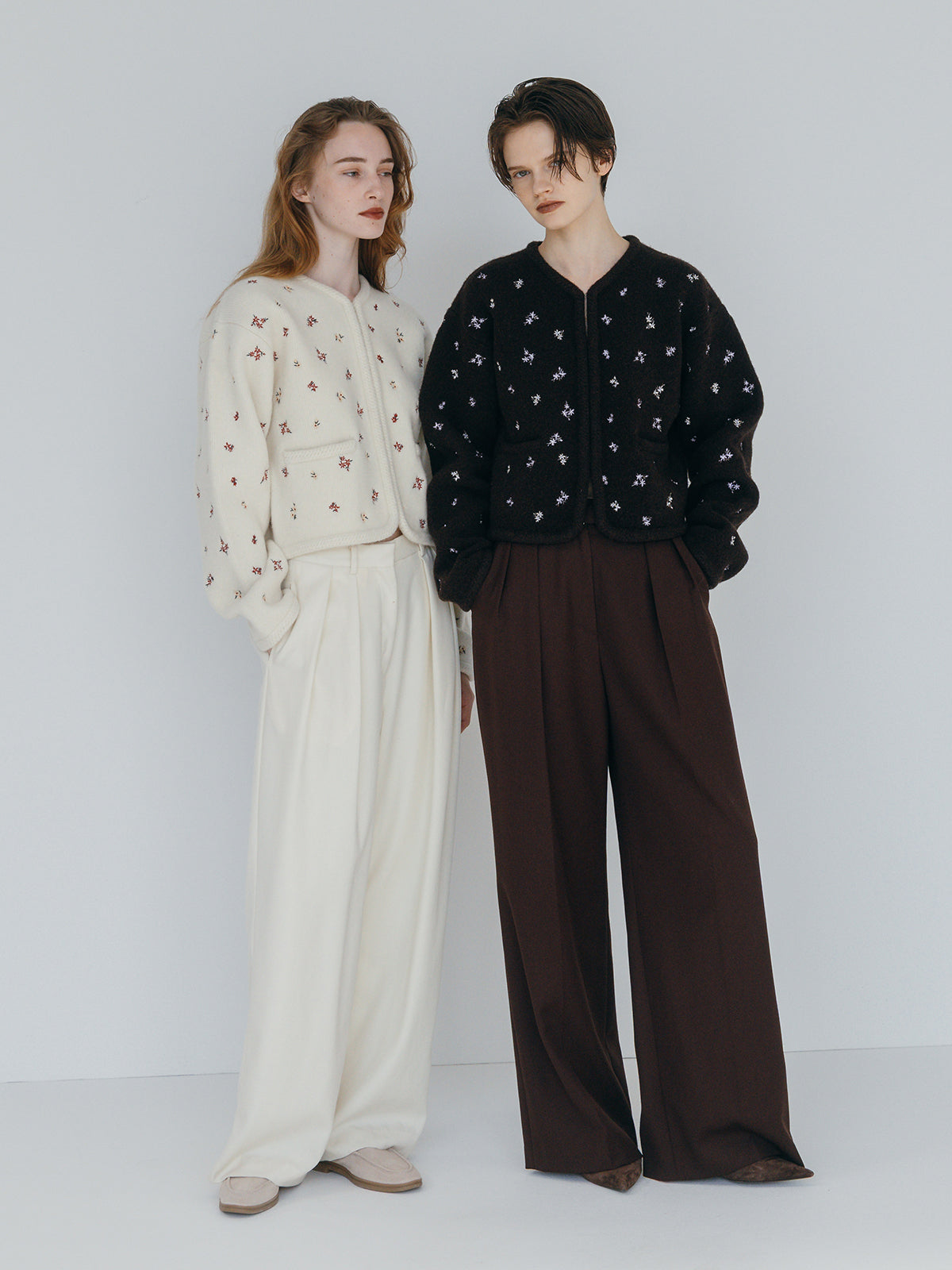 FLOWER EMBROIDERY KNIT JACKET