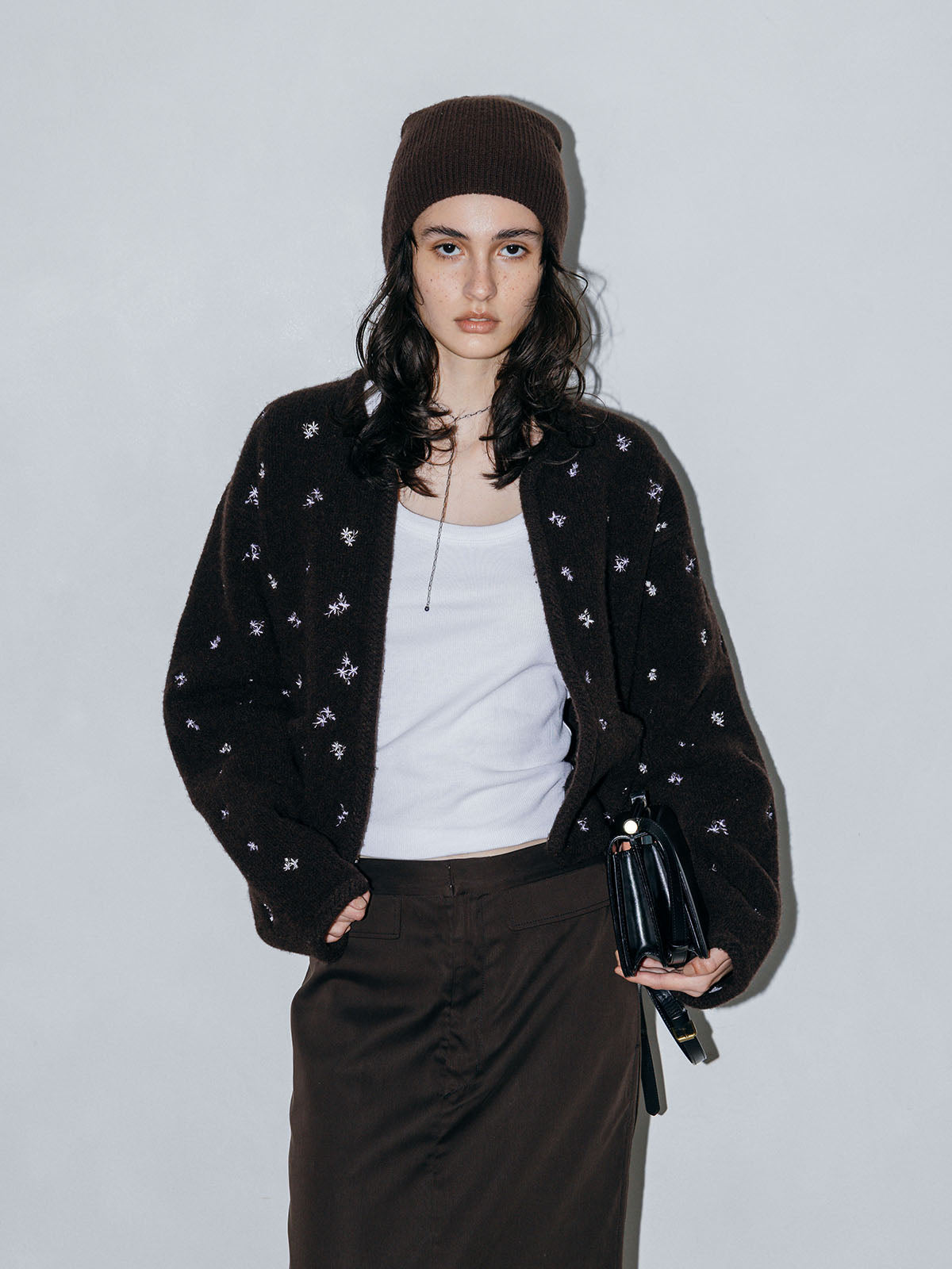 FLOWER EMBROIDERY KNIT JACKET