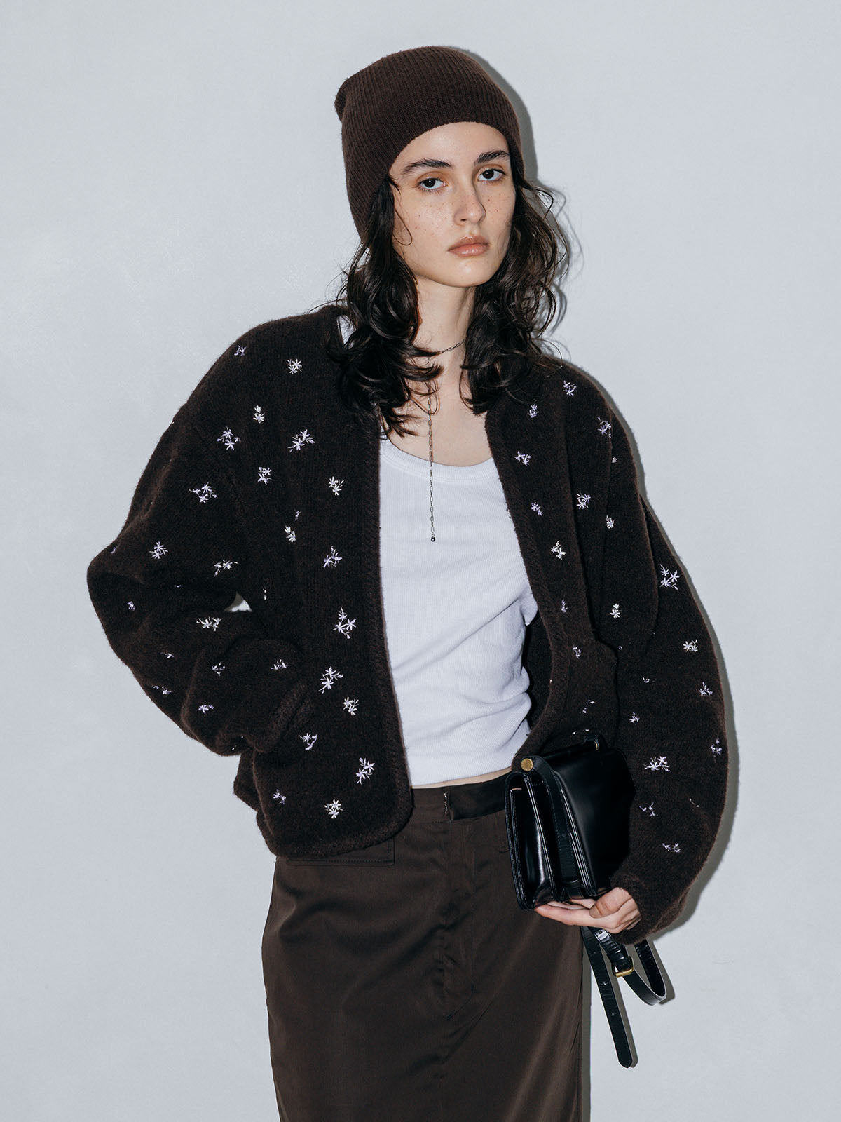 FLOWER EMBROIDERY KNIT JACKET