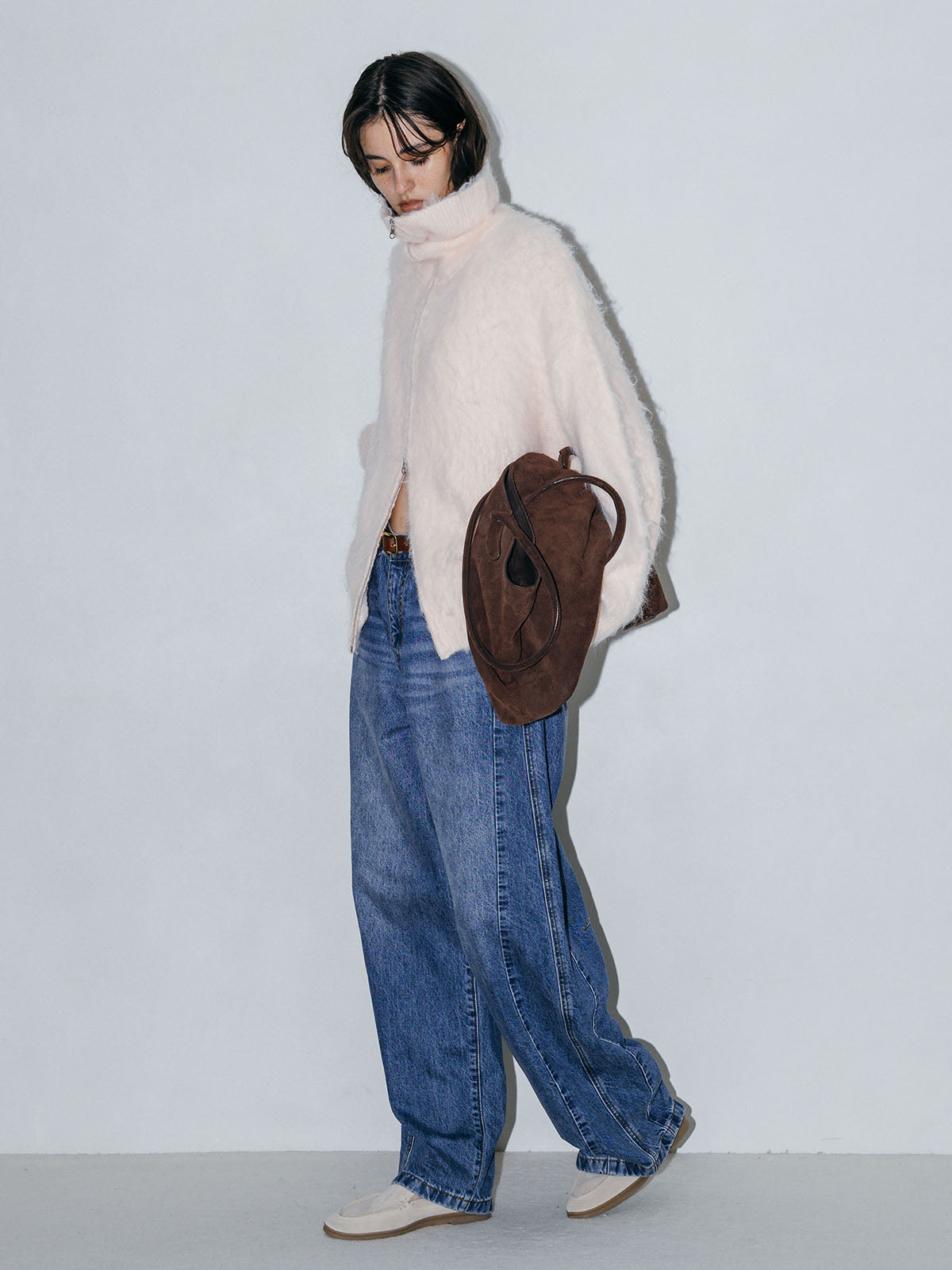 SOFT BRUSHED OVERSIZE ZIP CARDIGAN