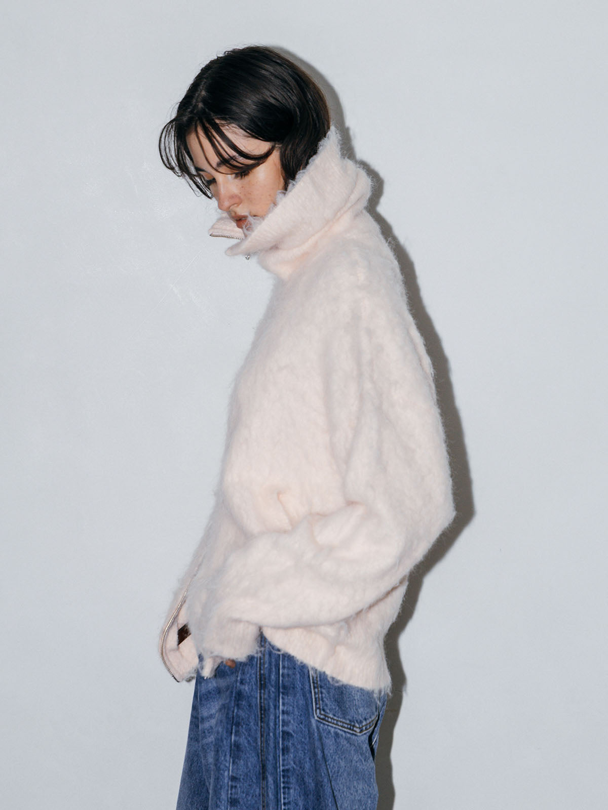SOFT BRUSHED OVERSIZE ZIP CARDIGAN