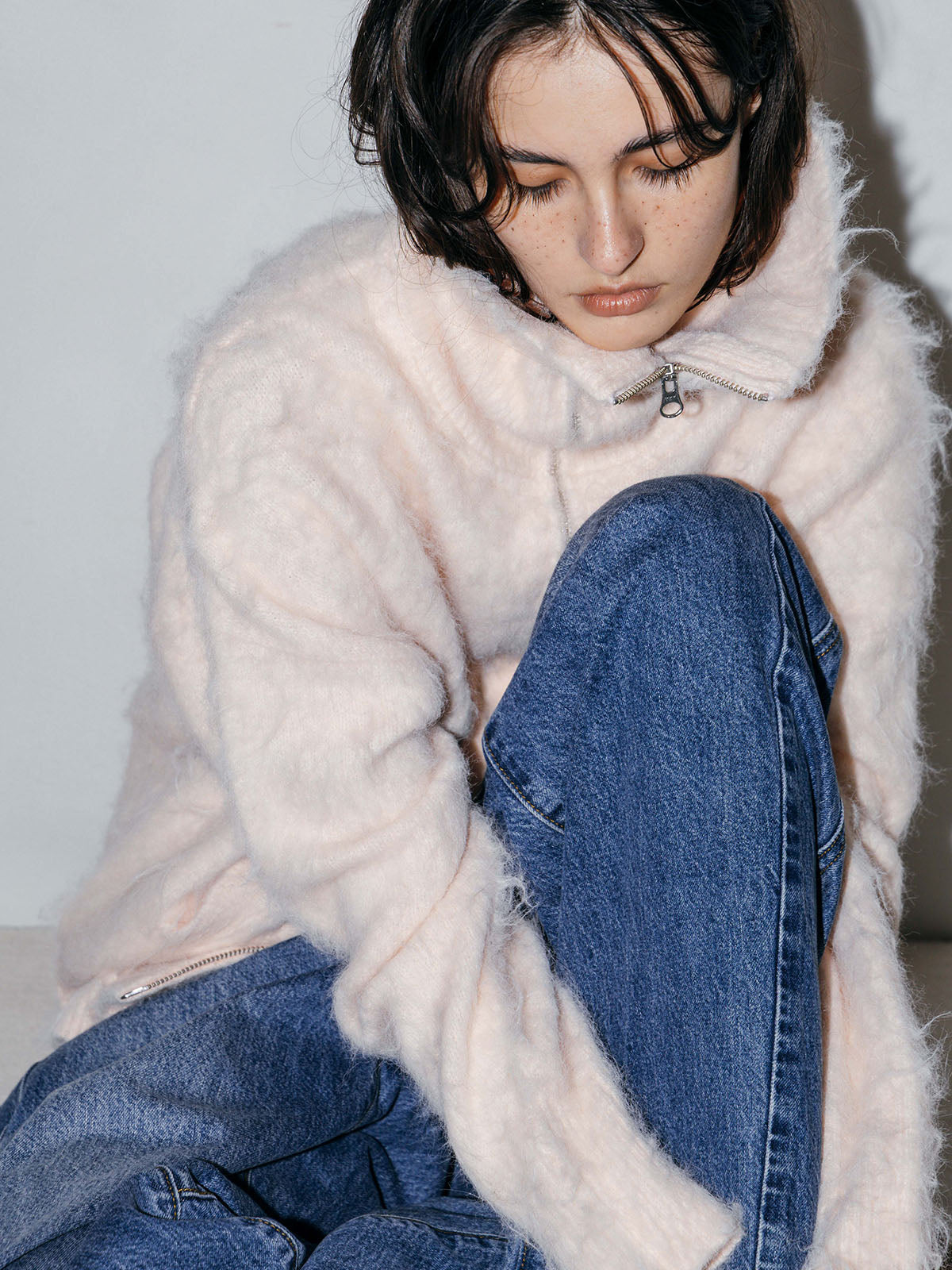SOFT BRUSHED OVERSIZE ZIP CARDIGAN