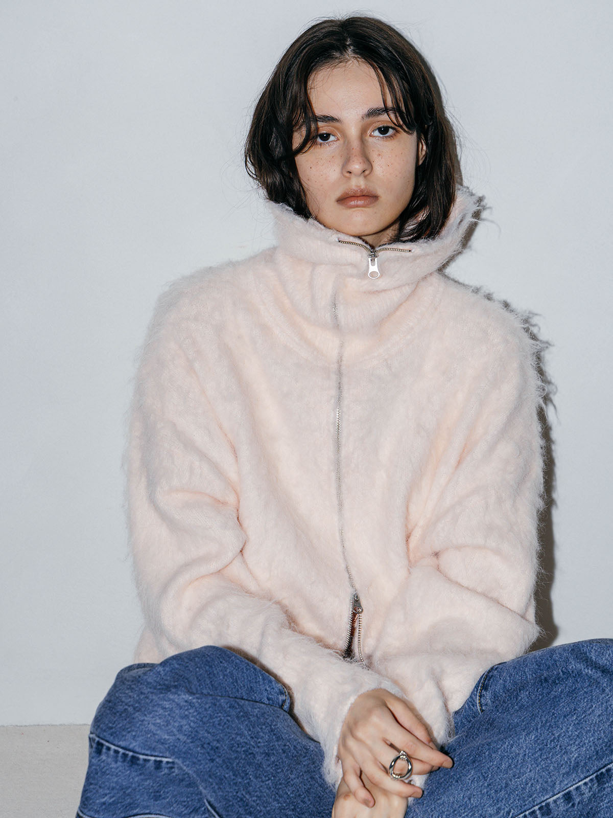 SOFT BRUSHED OVERSIZE ZIP CARDIGAN