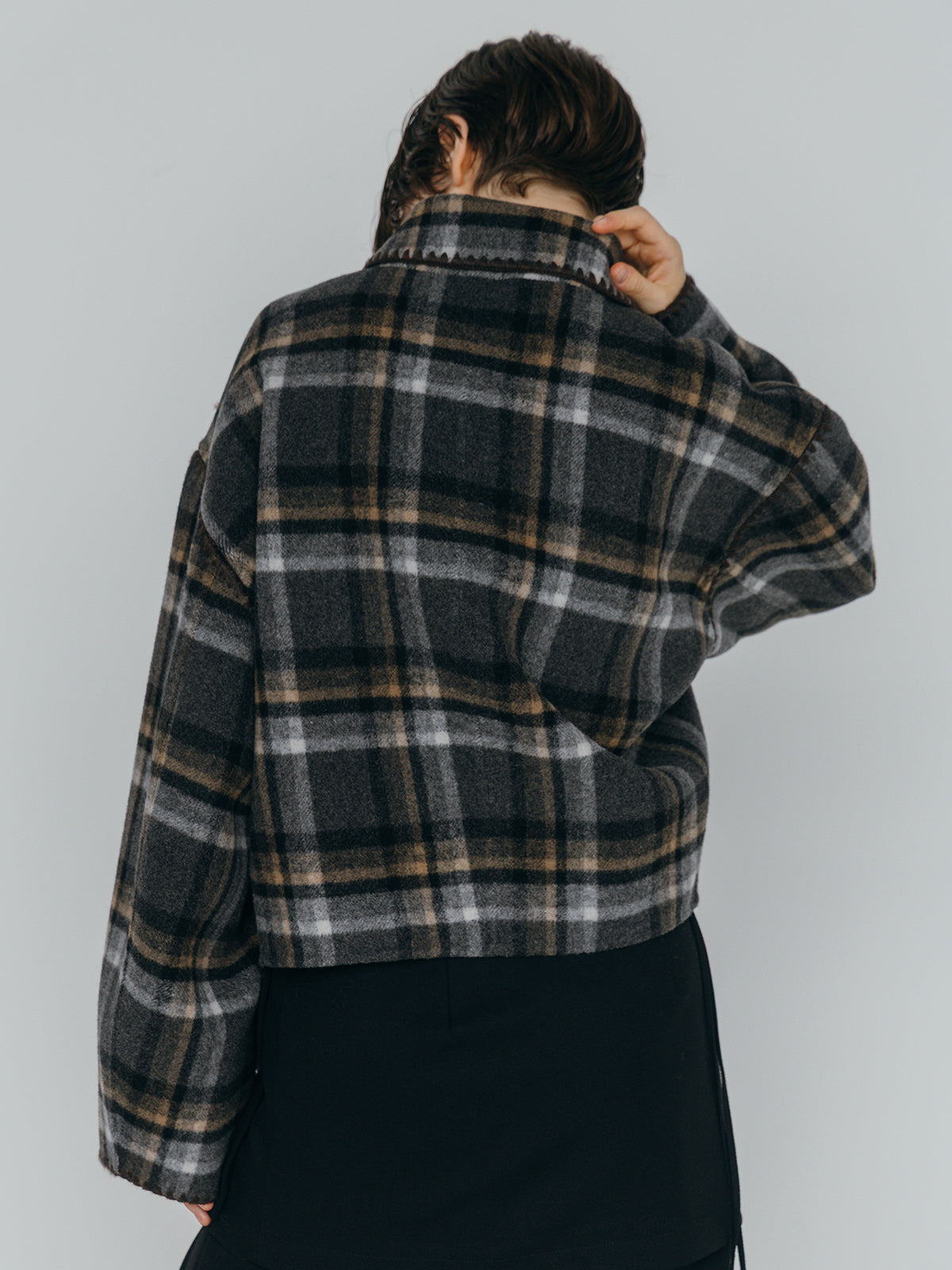 WOOL EMBROIDERY SHORT ZIP JACKET