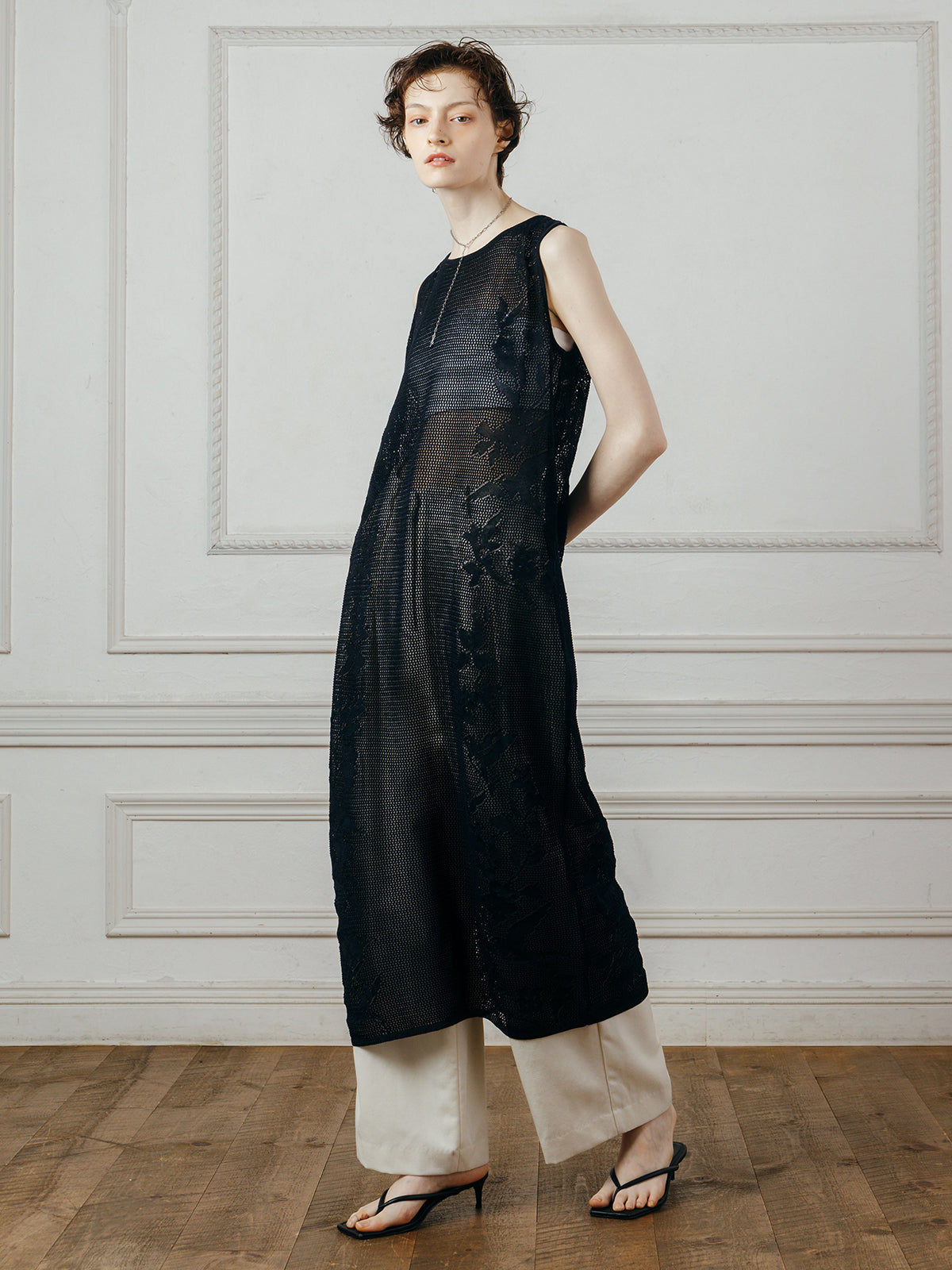 LACE KNIT ONE-PIECE