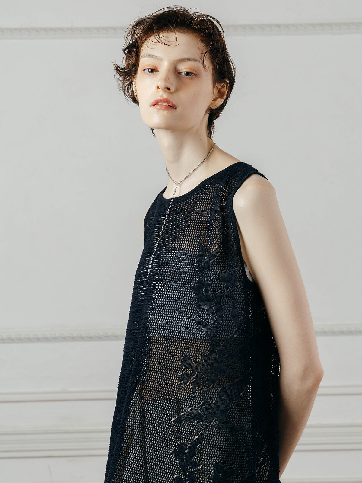 LACE KNIT ONE-PIECE