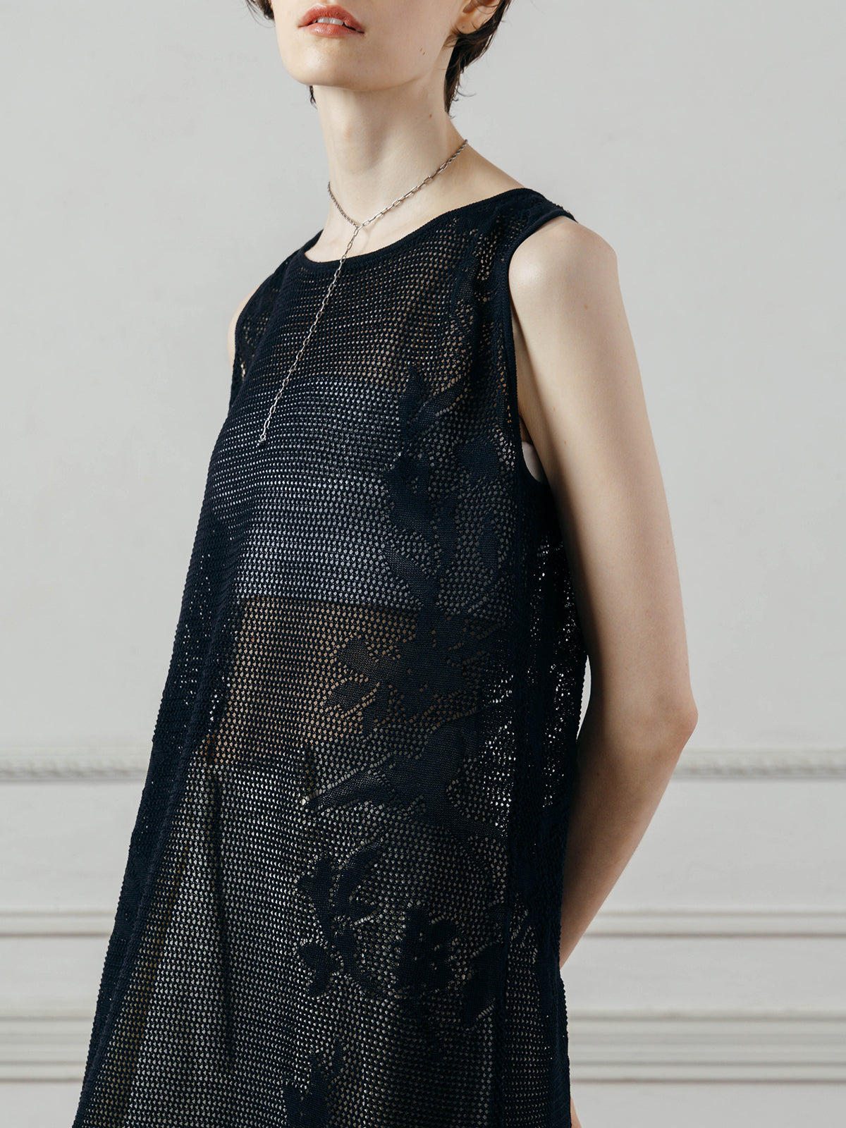 LACE KNIT ONE-PIECE