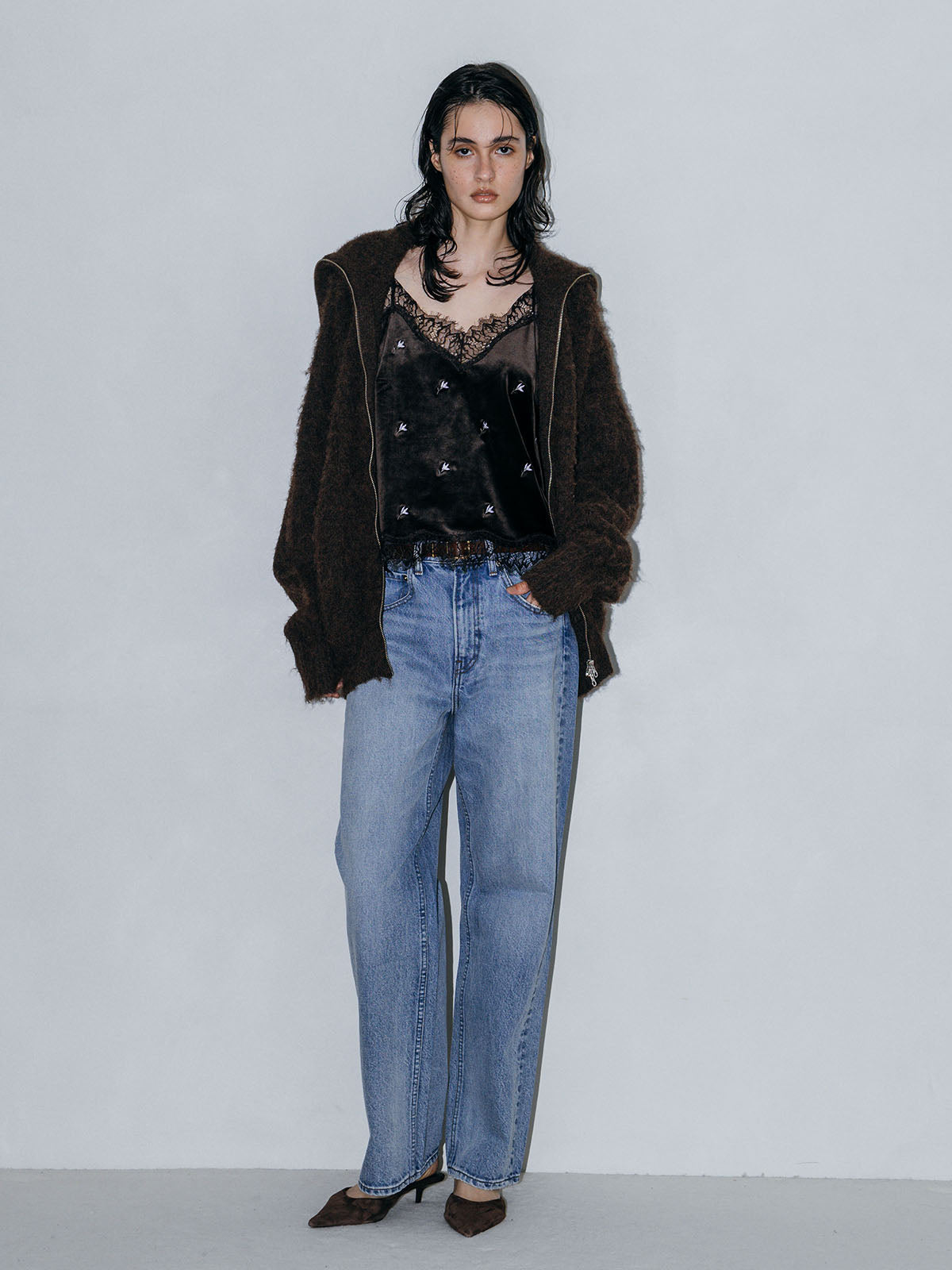 SOFT BRUSHED OVERSIZE ZIP CARDIGAN