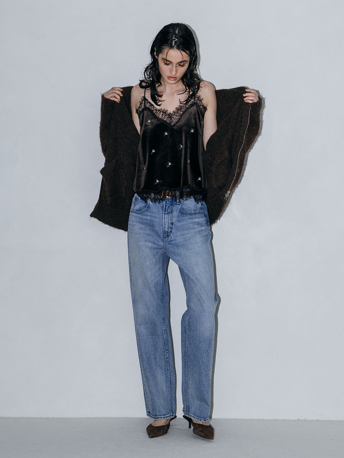 SOFT BRUSHED OVERSIZE ZIP CARDIGAN