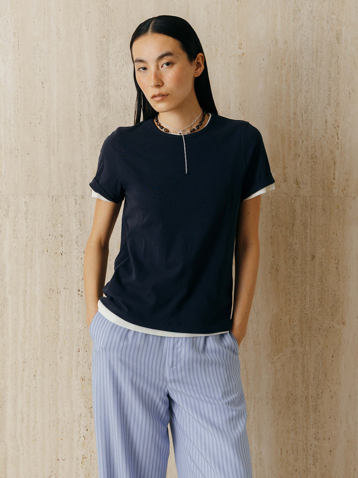 EMBROIDERY SHEER TEE