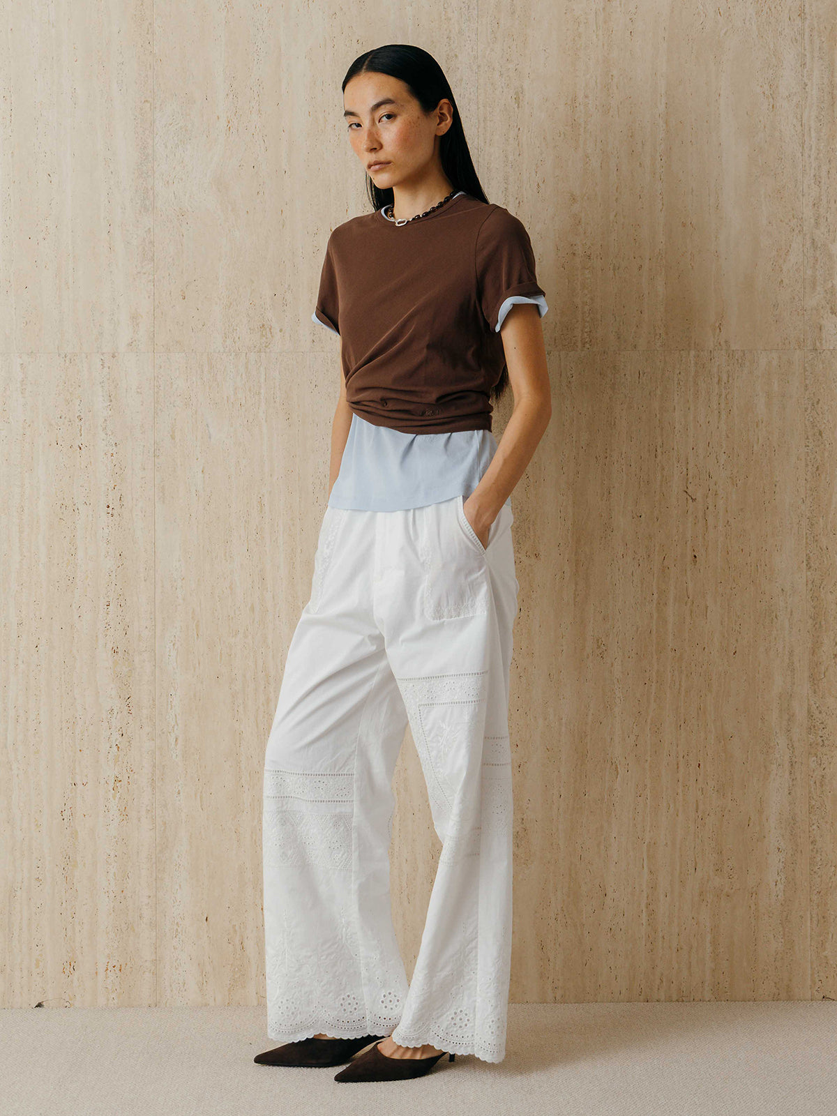 EMBROIDERY SHEER TEE