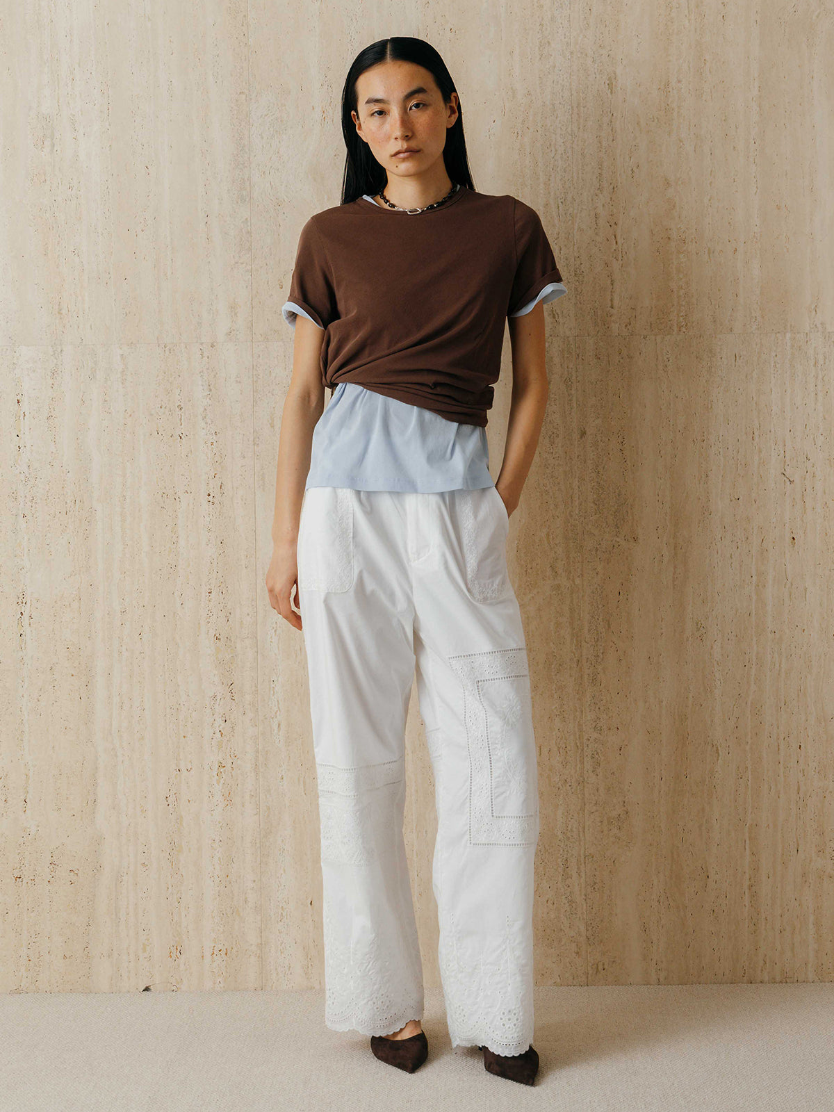 EMBROIDERY SHEER TEE