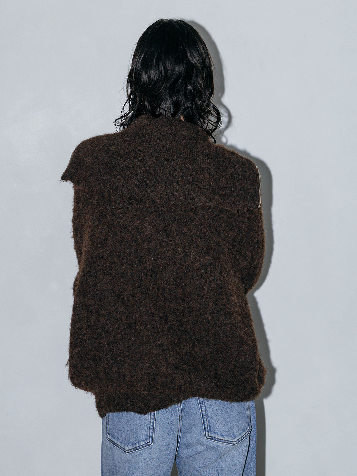 SOFT BRUSHED OVERSIZE ZIP CARDIGAN
