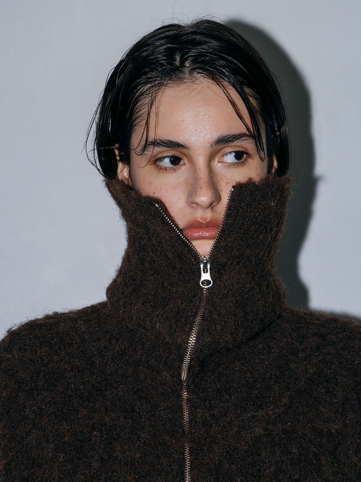 SOFT BRUSHED OVERSIZE ZIP CARDIGAN