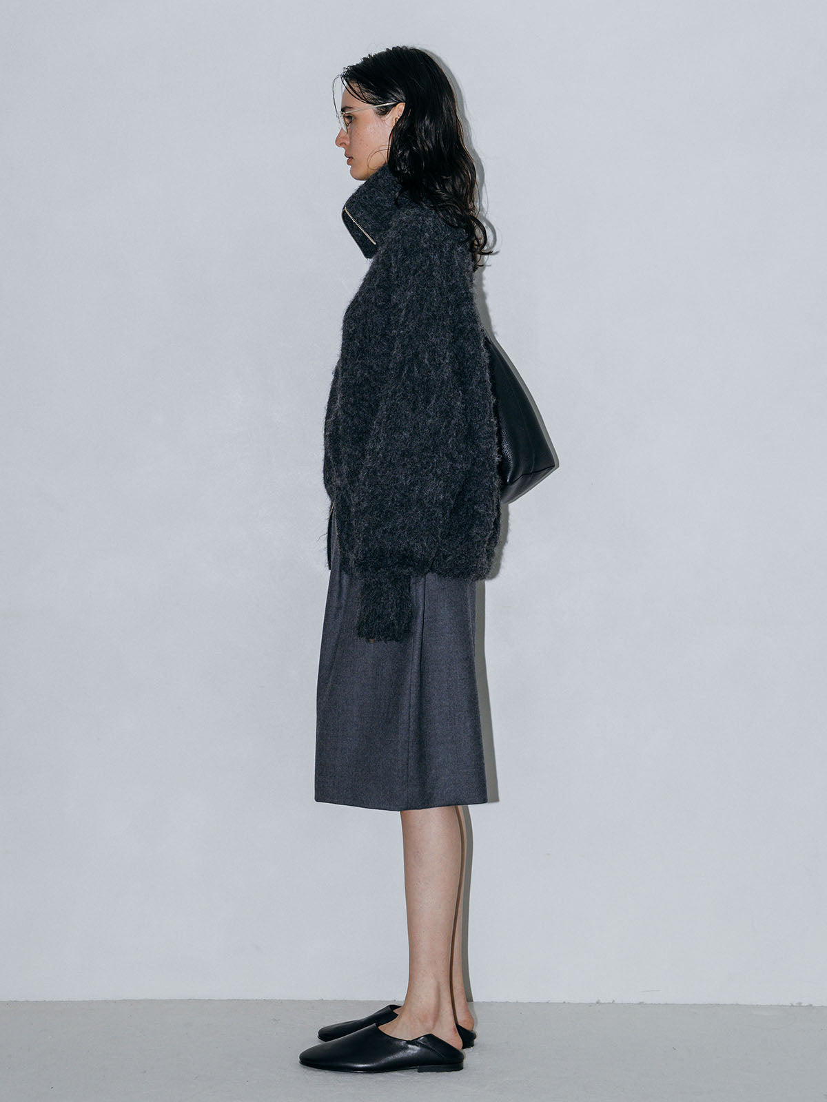 SOFT BRUSHED OVERSIZE ZIP CARDIGAN