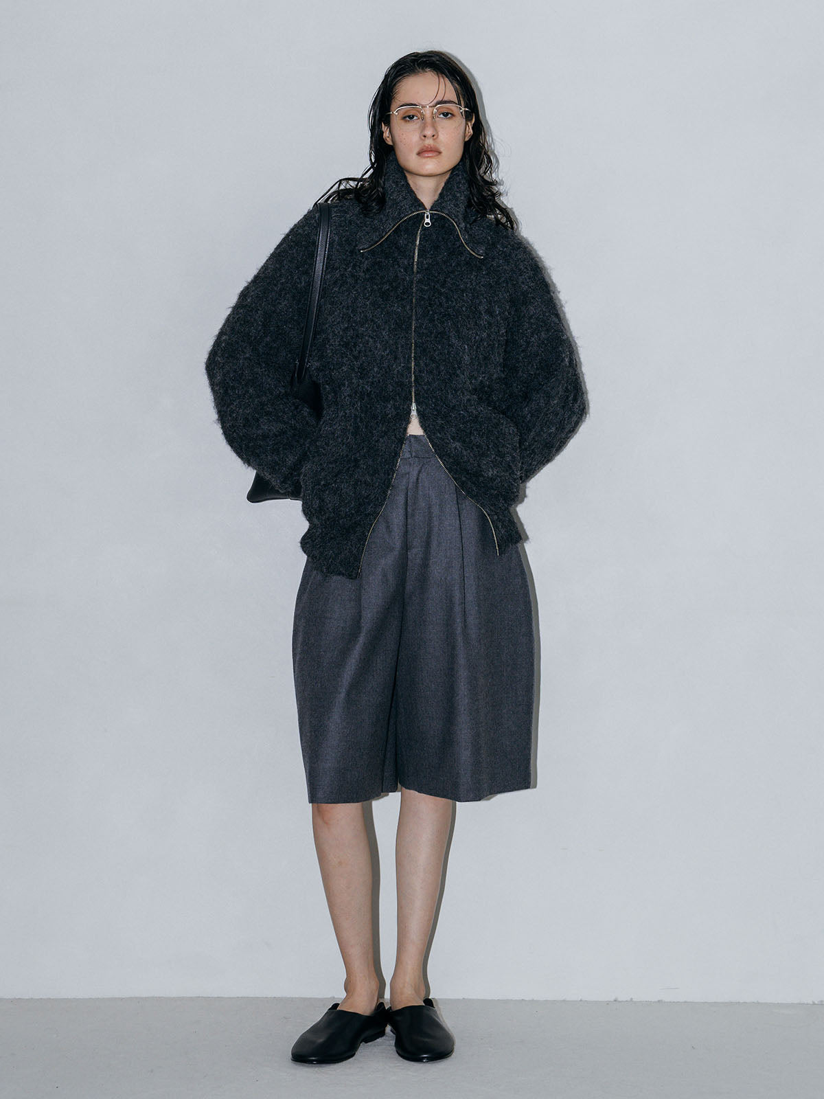 SOFT BRUSHED OVERSIZE ZIP CARDIGAN