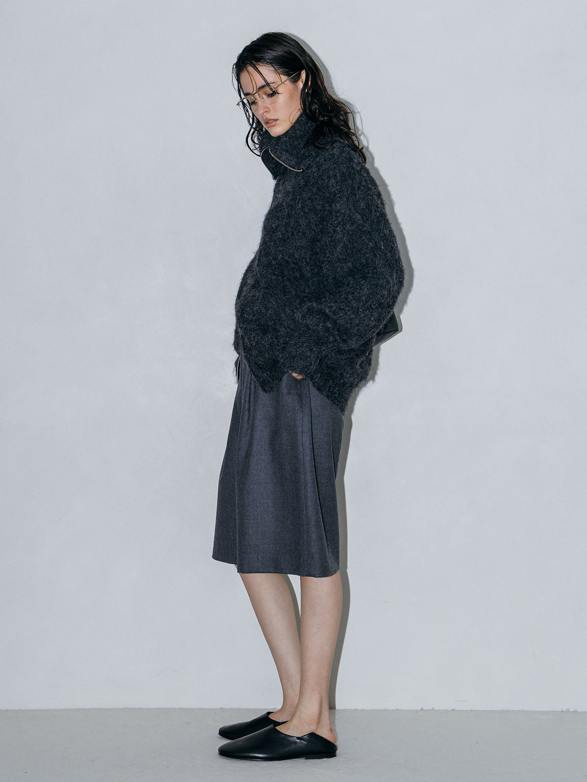 SOFT BRUSHED OVERSIZE ZIP CARDIGAN
