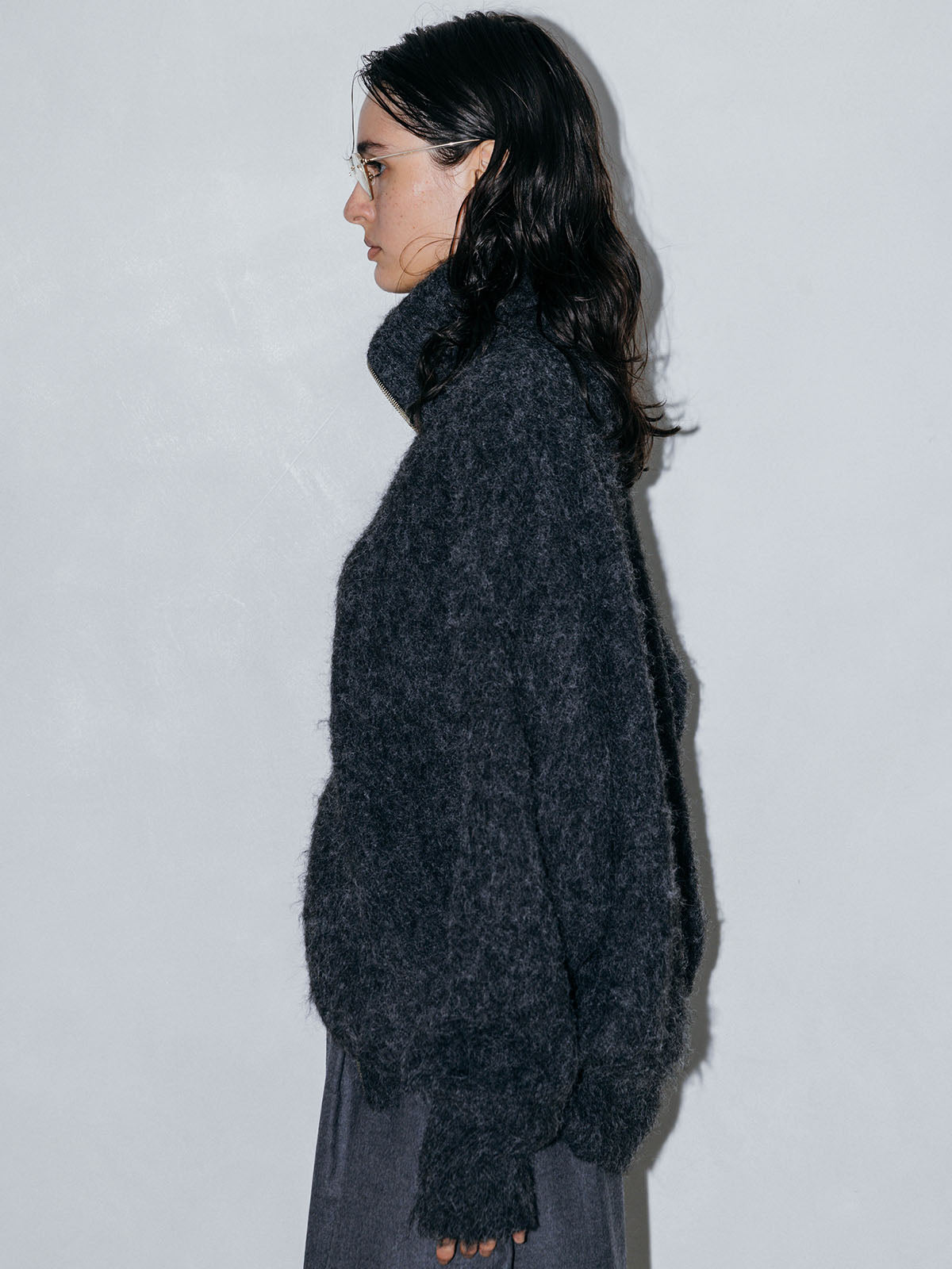 SOFT BRUSHED OVERSIZE ZIP CARDIGAN