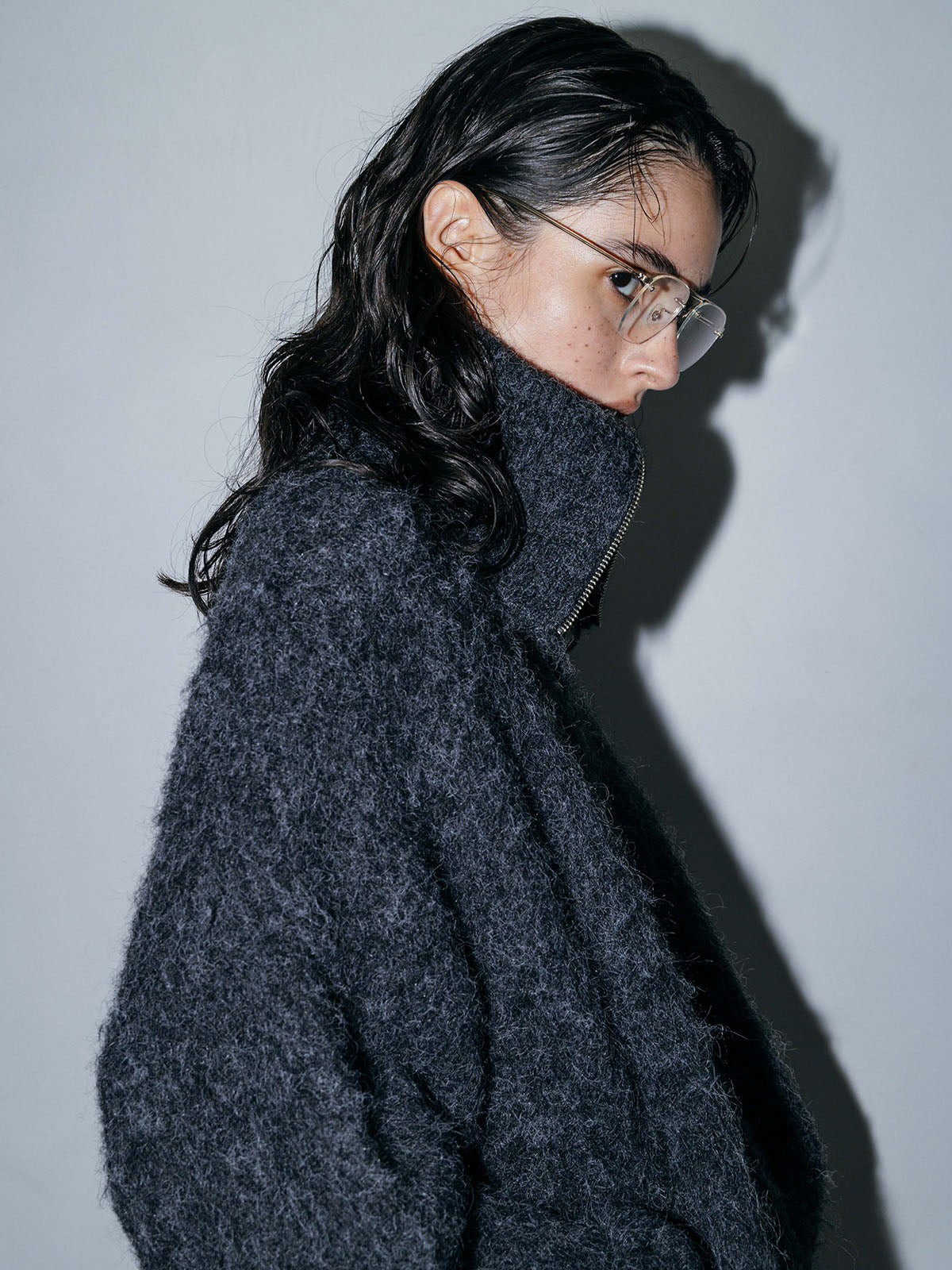 SOFT BRUSHED OVERSIZE ZIP CARDIGAN